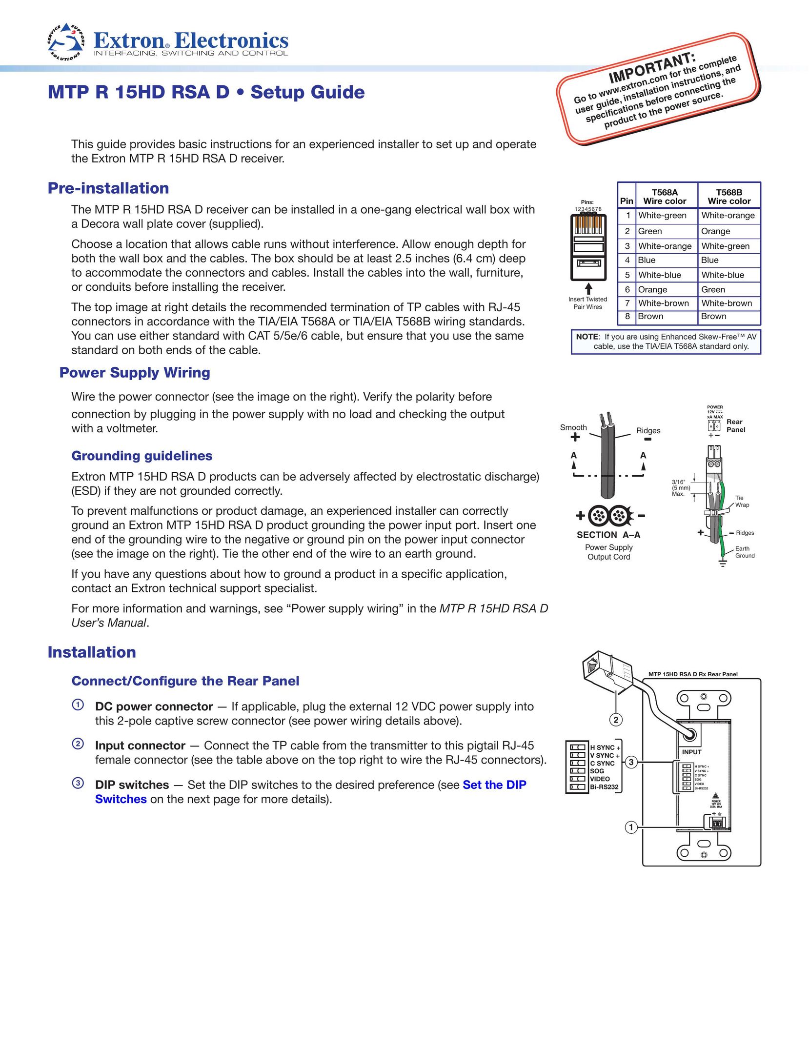 Extron electronic MTP R 15HD RSA D Car Satellite TV System User Manual