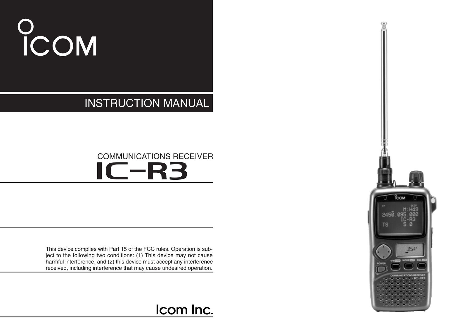 Icom IC-R3 Car Satellite TV System User Manual