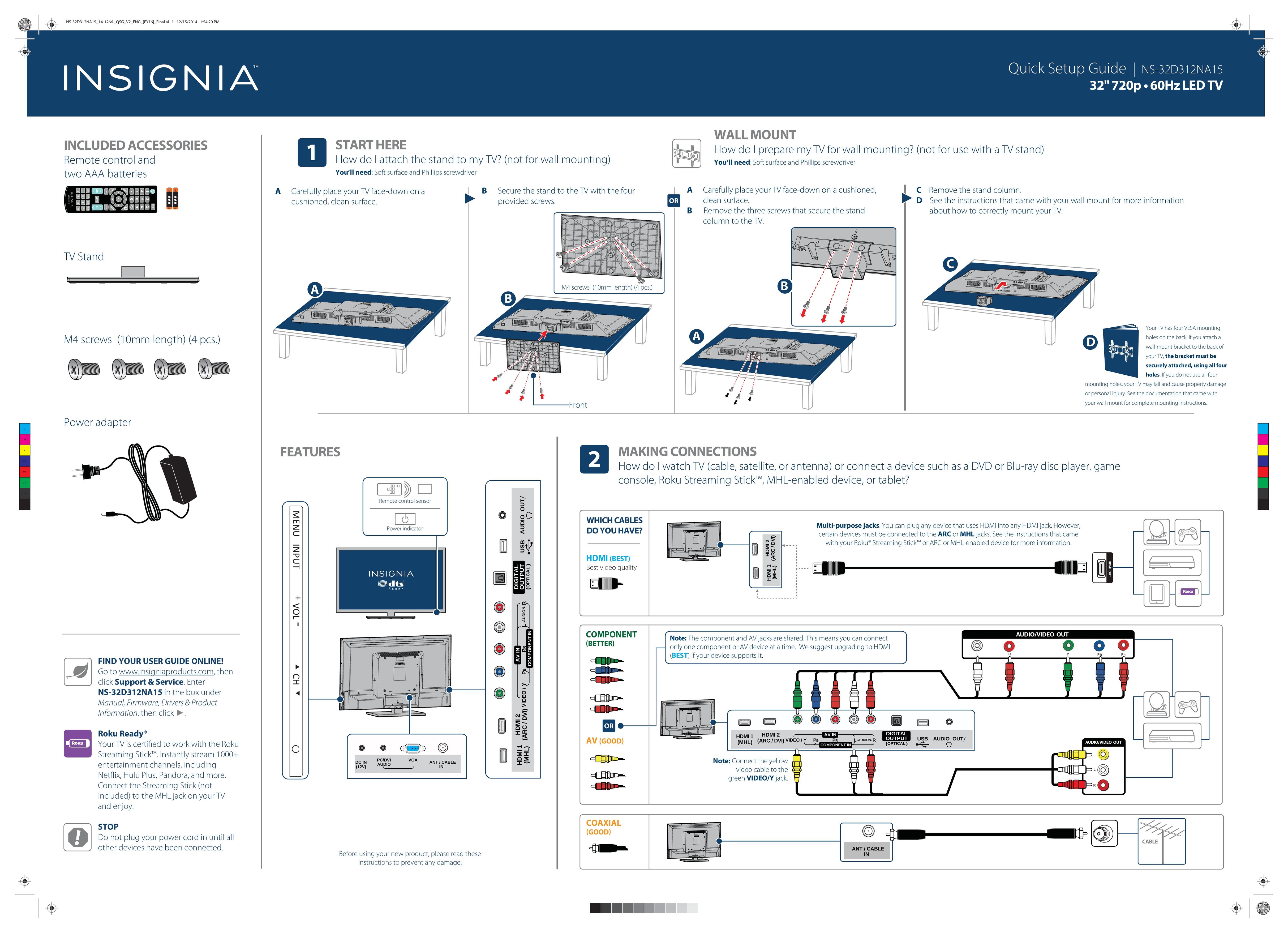 Insignia NS-32D312NA15 Car Satellite TV System User Manual