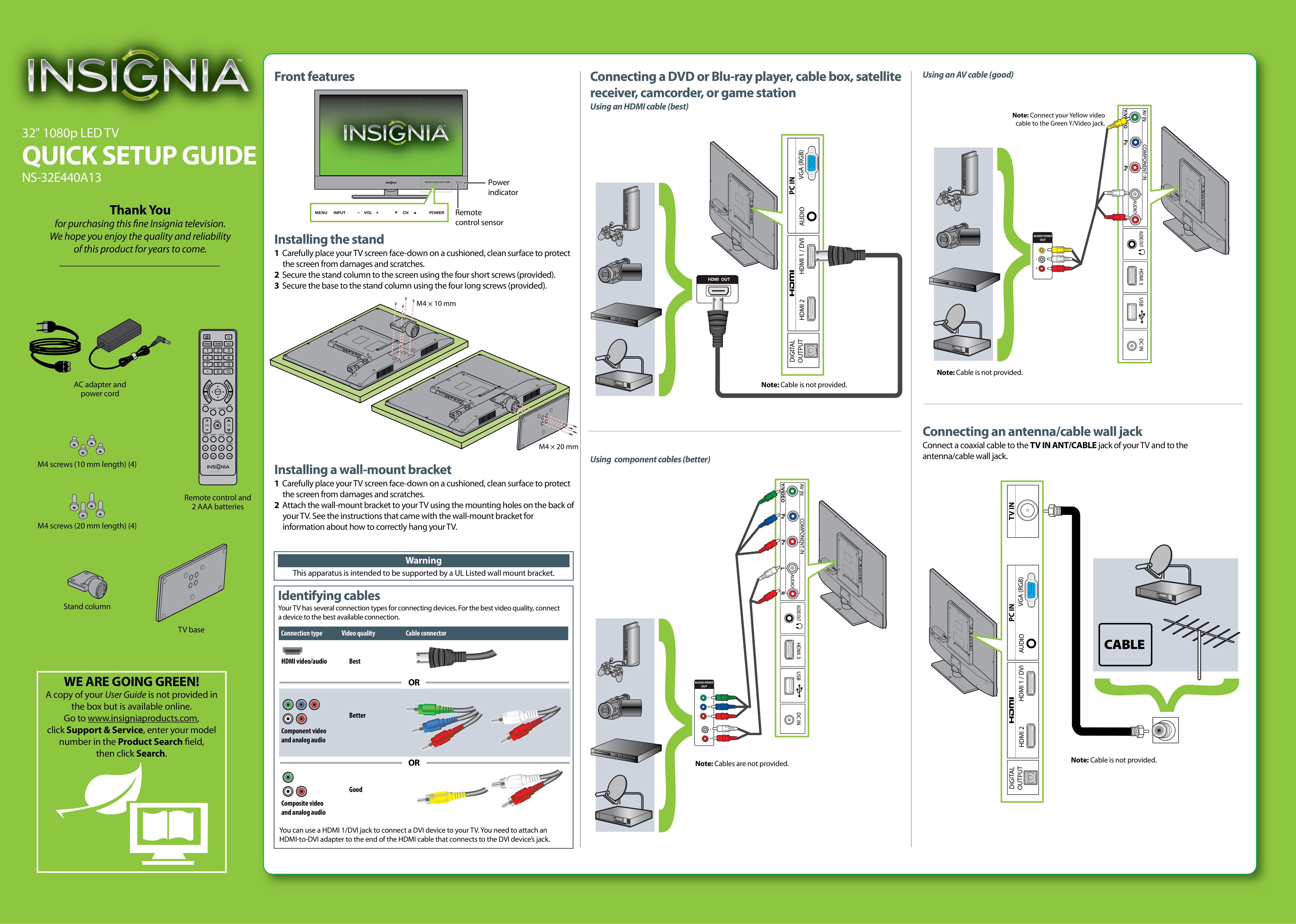 Insignia NS-32E440A13 Car Satellite TV System User Manual