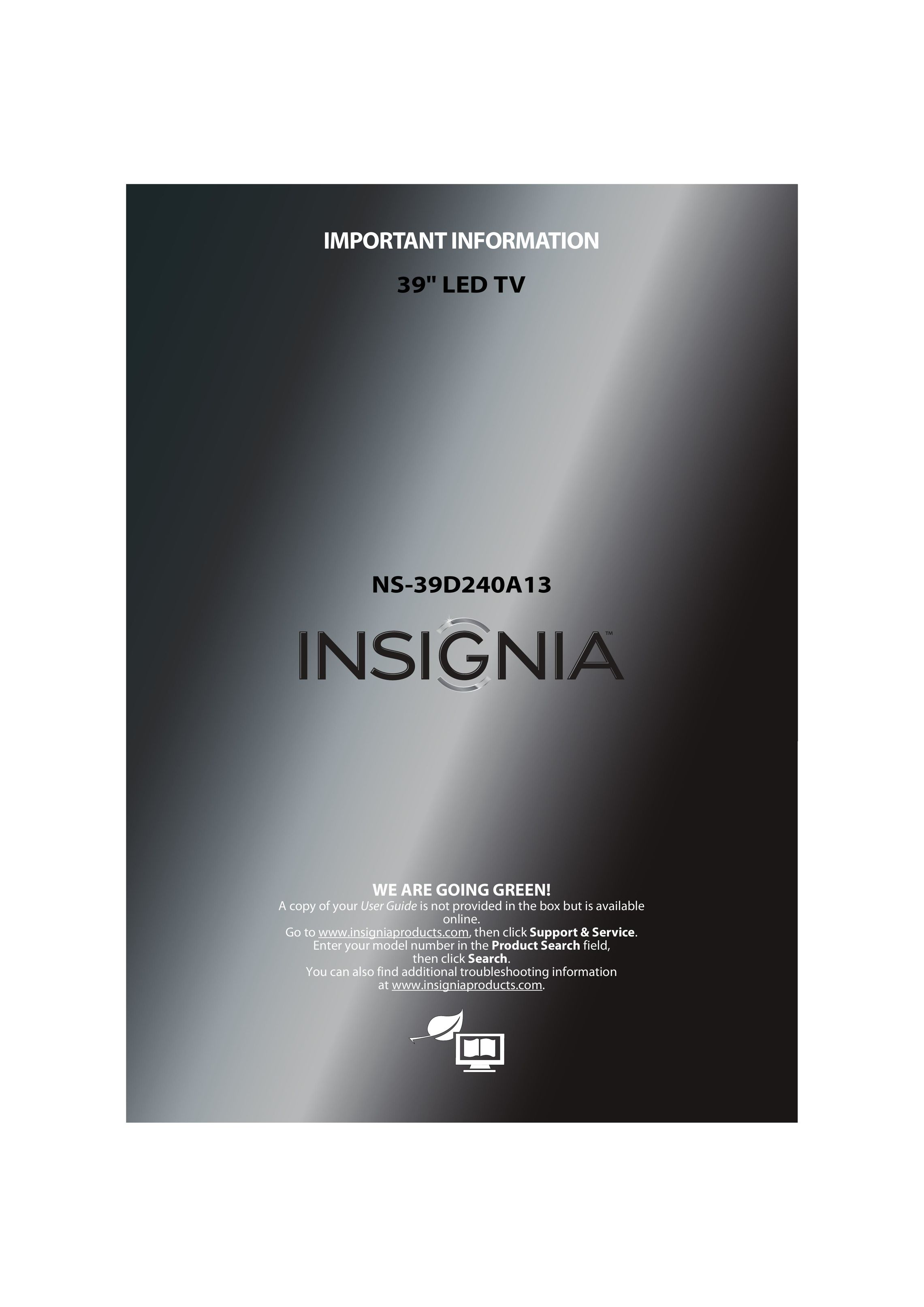 Insignia NS-39D240A13 Car Satellite TV System User Manual