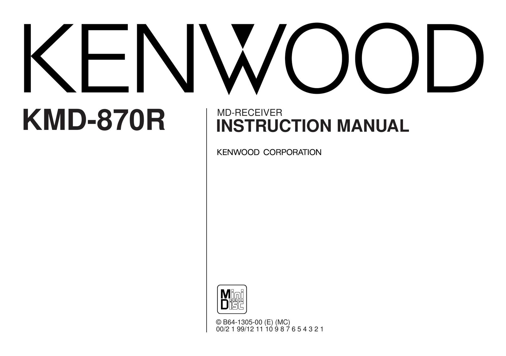 Kenwood KMD-870R Car Satellite TV System User Manual