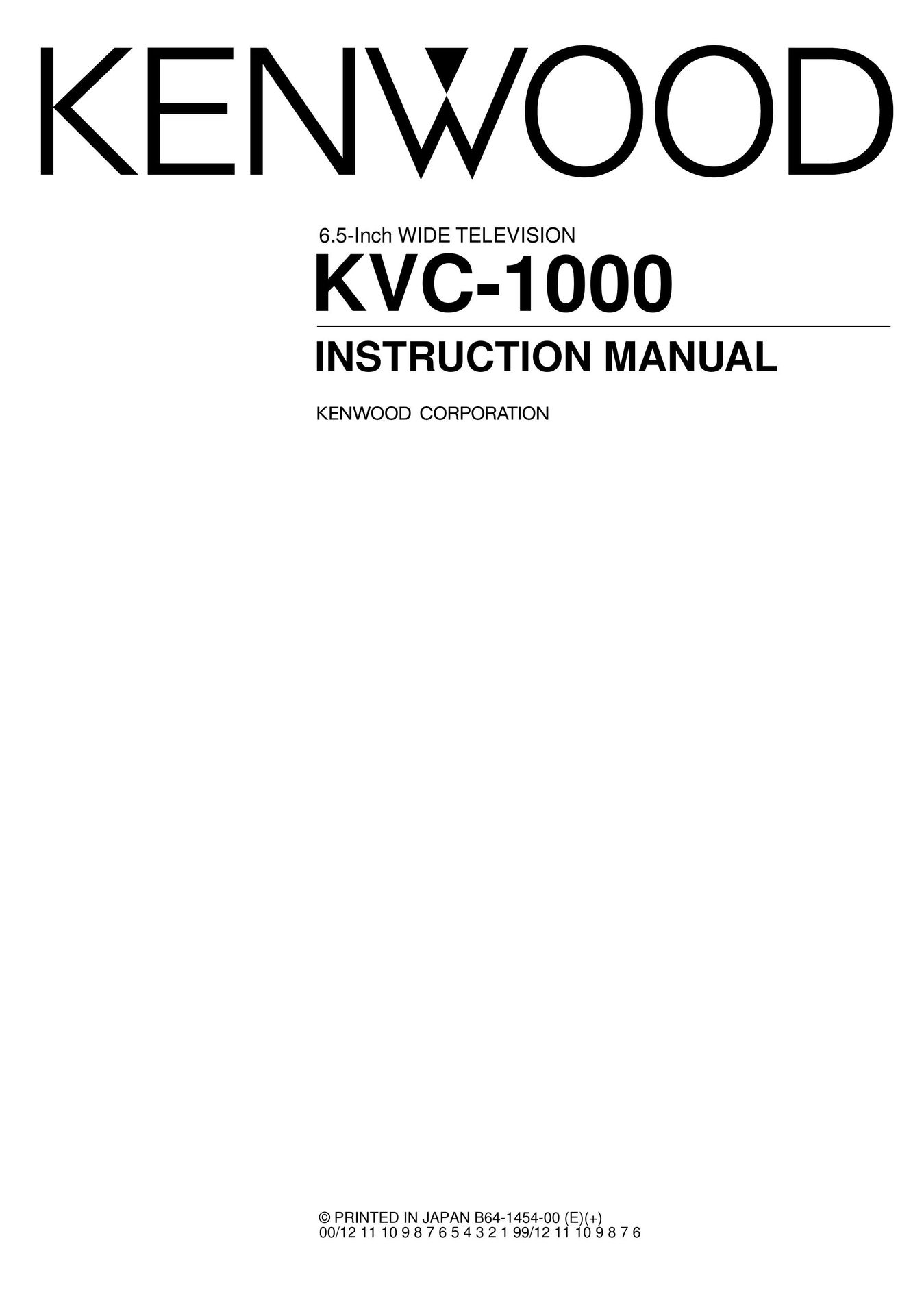 Kenwood KVC-1000 Car Satellite TV System User Manual