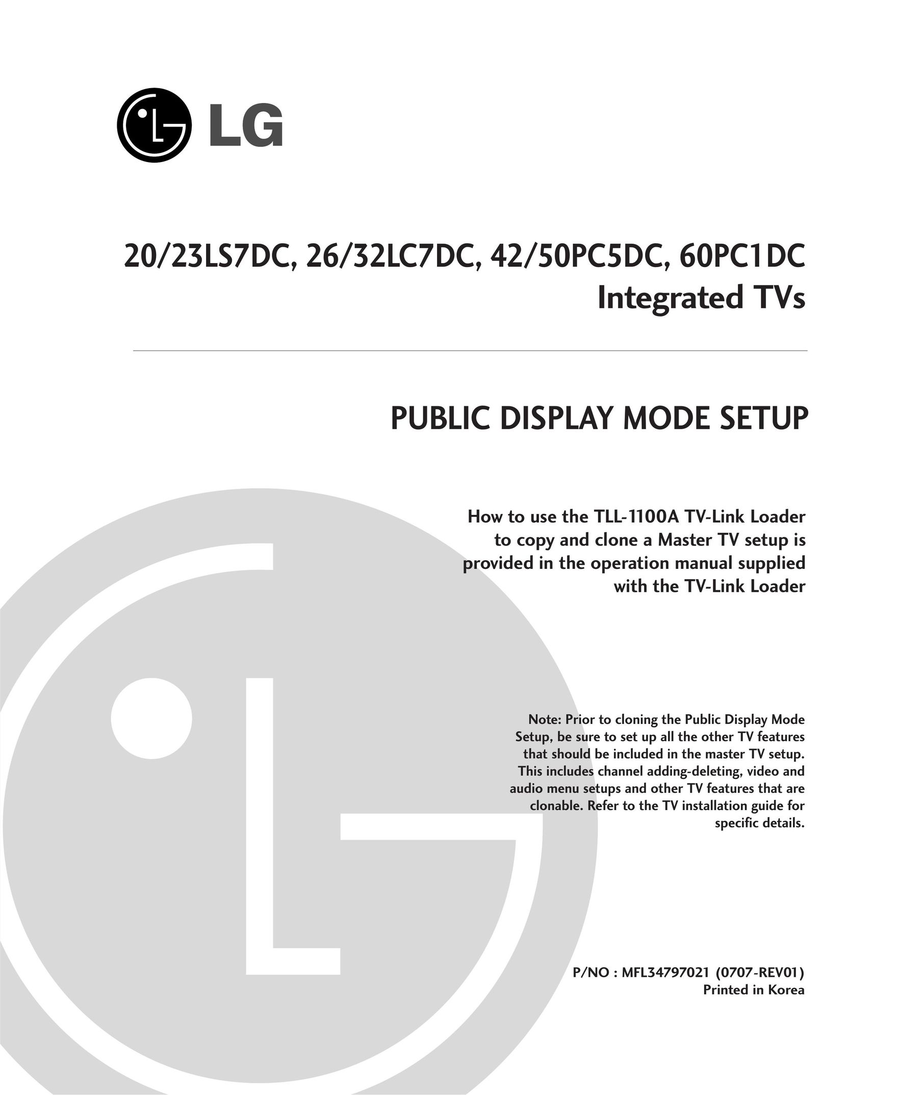 LG Electronics 26/32LC7DC Car Satellite TV System User Manual