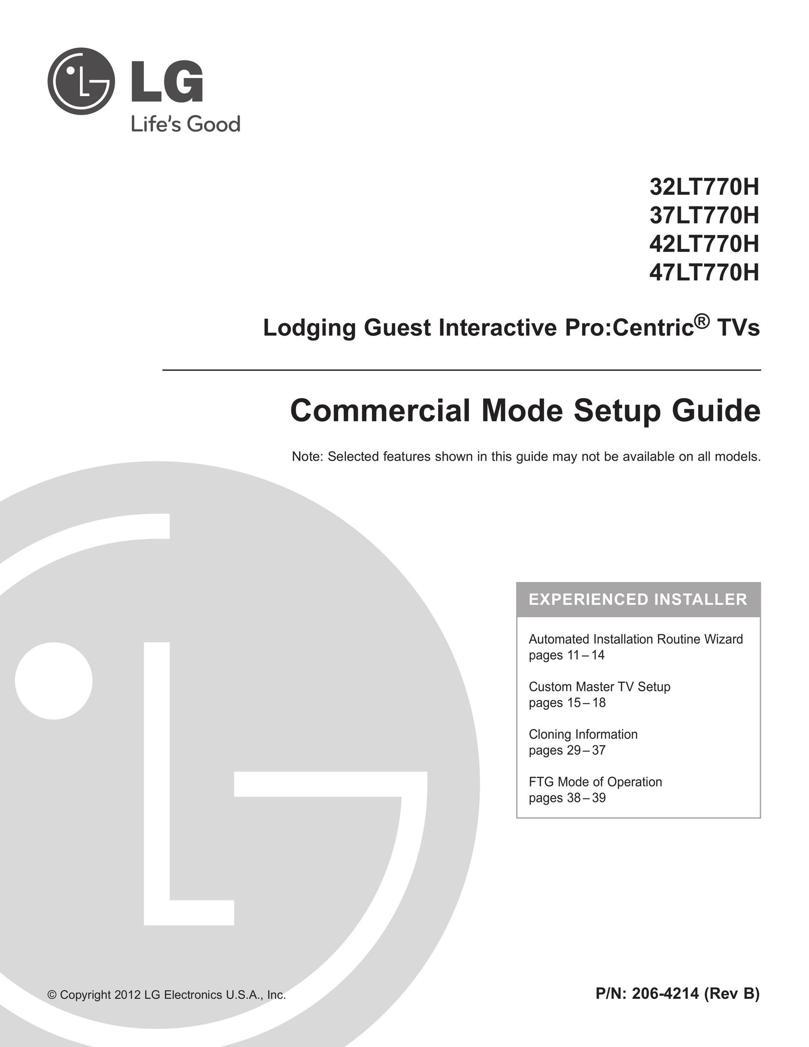 LG Electronics 32LT770H Car Satellite TV System User Manual