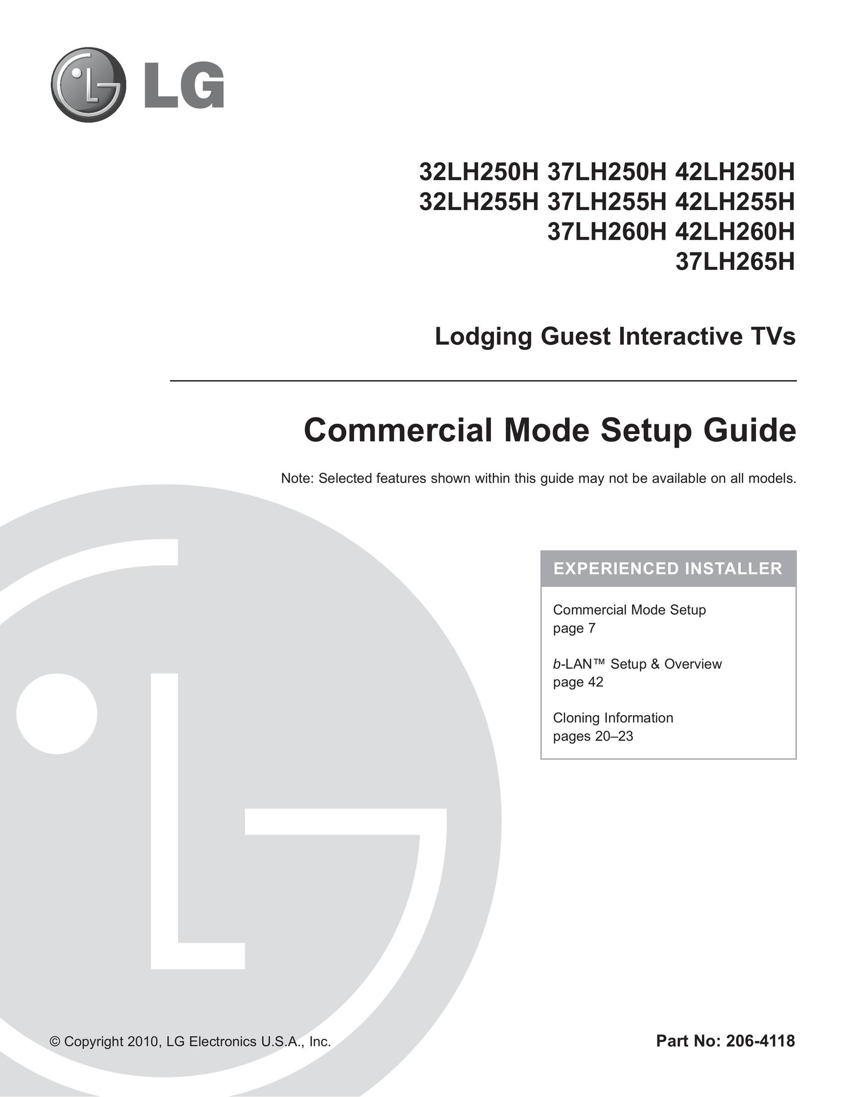 LG Electronics 37LH255H Car Satellite TV System User Manual