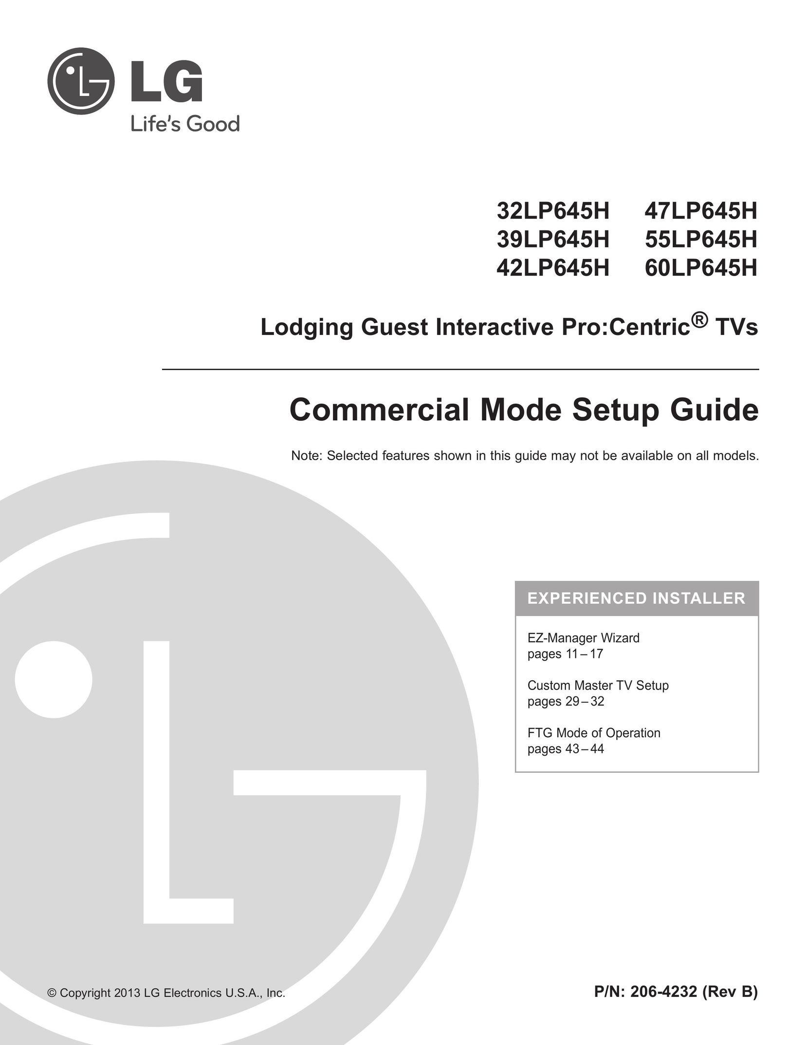 LG Electronics 39LP645H Car Satellite TV System User Manual