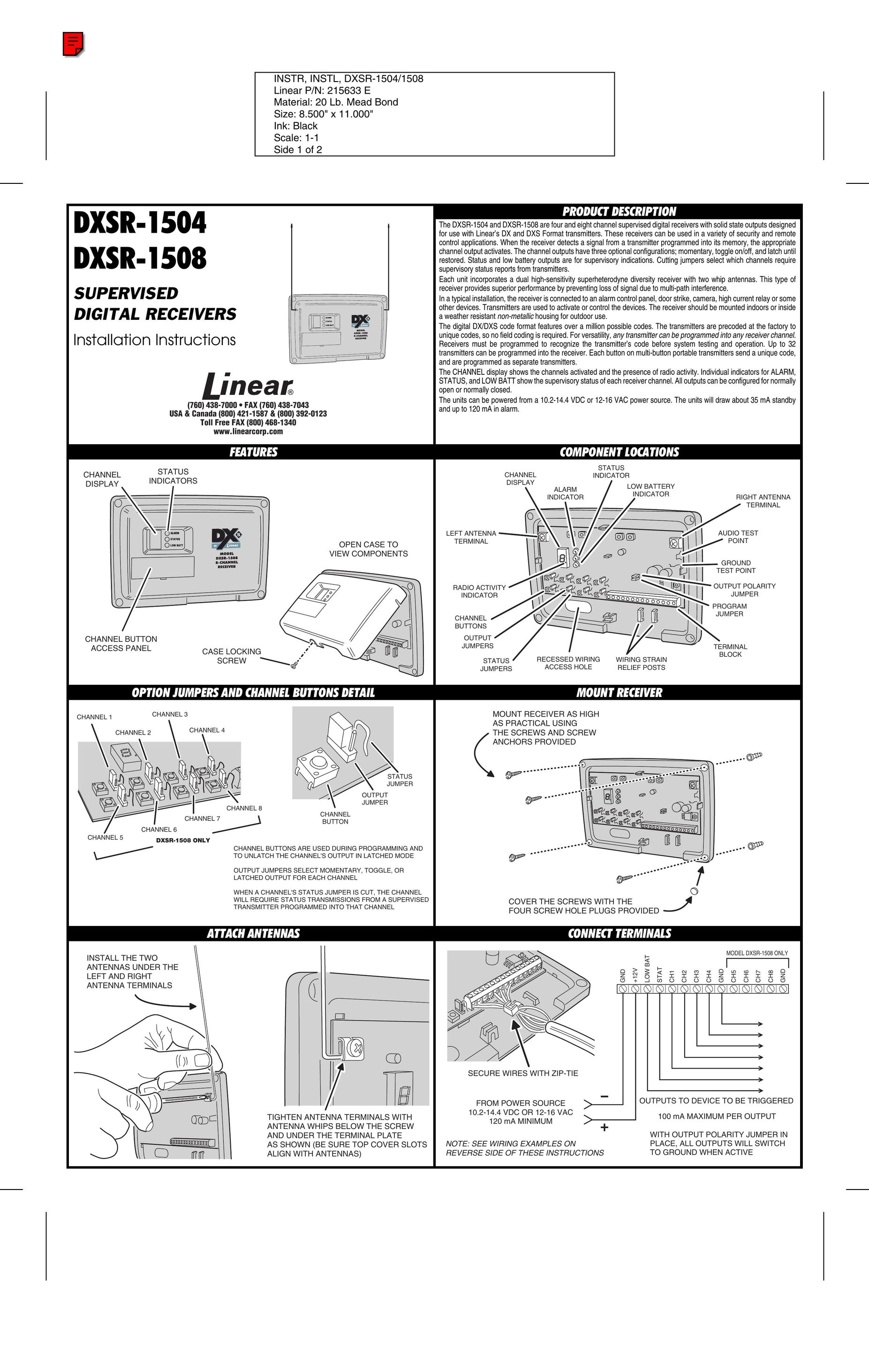 Linear DXSR-1504 Car Satellite TV System User Manual