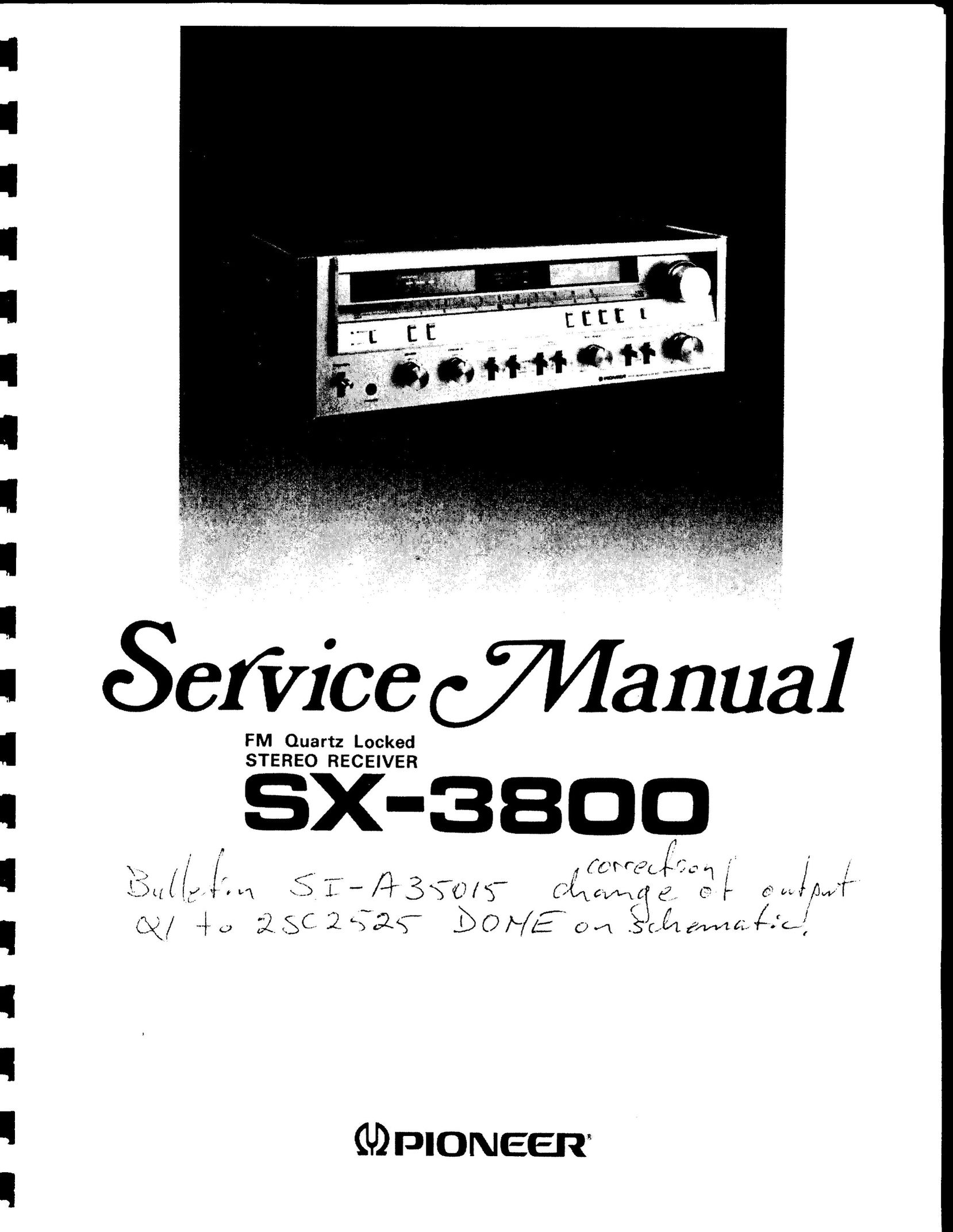 Pioneer SX-3800 Car Satellite TV System User Manual