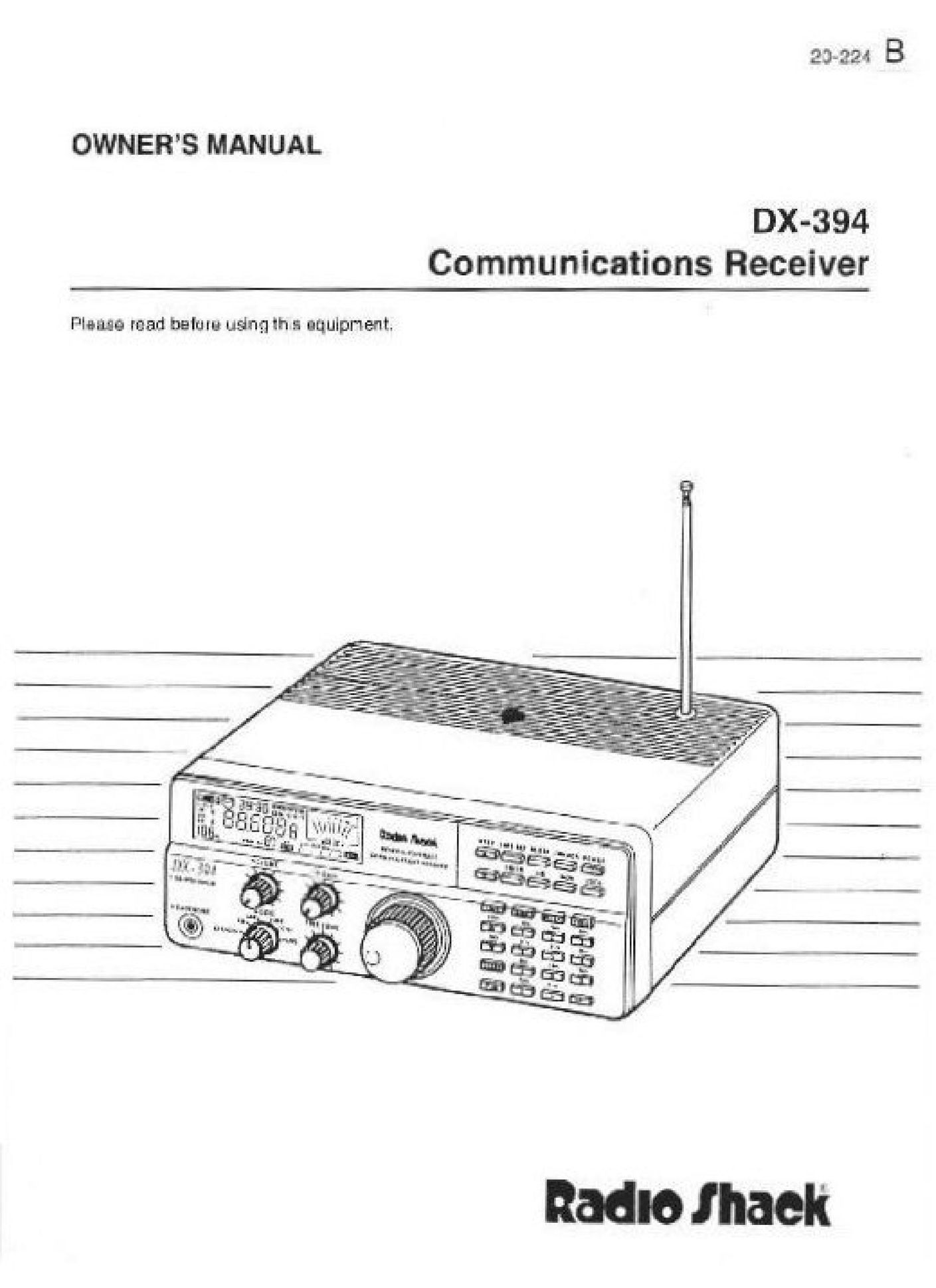 Radio Shack DX-394 Car Satellite TV System User Manual