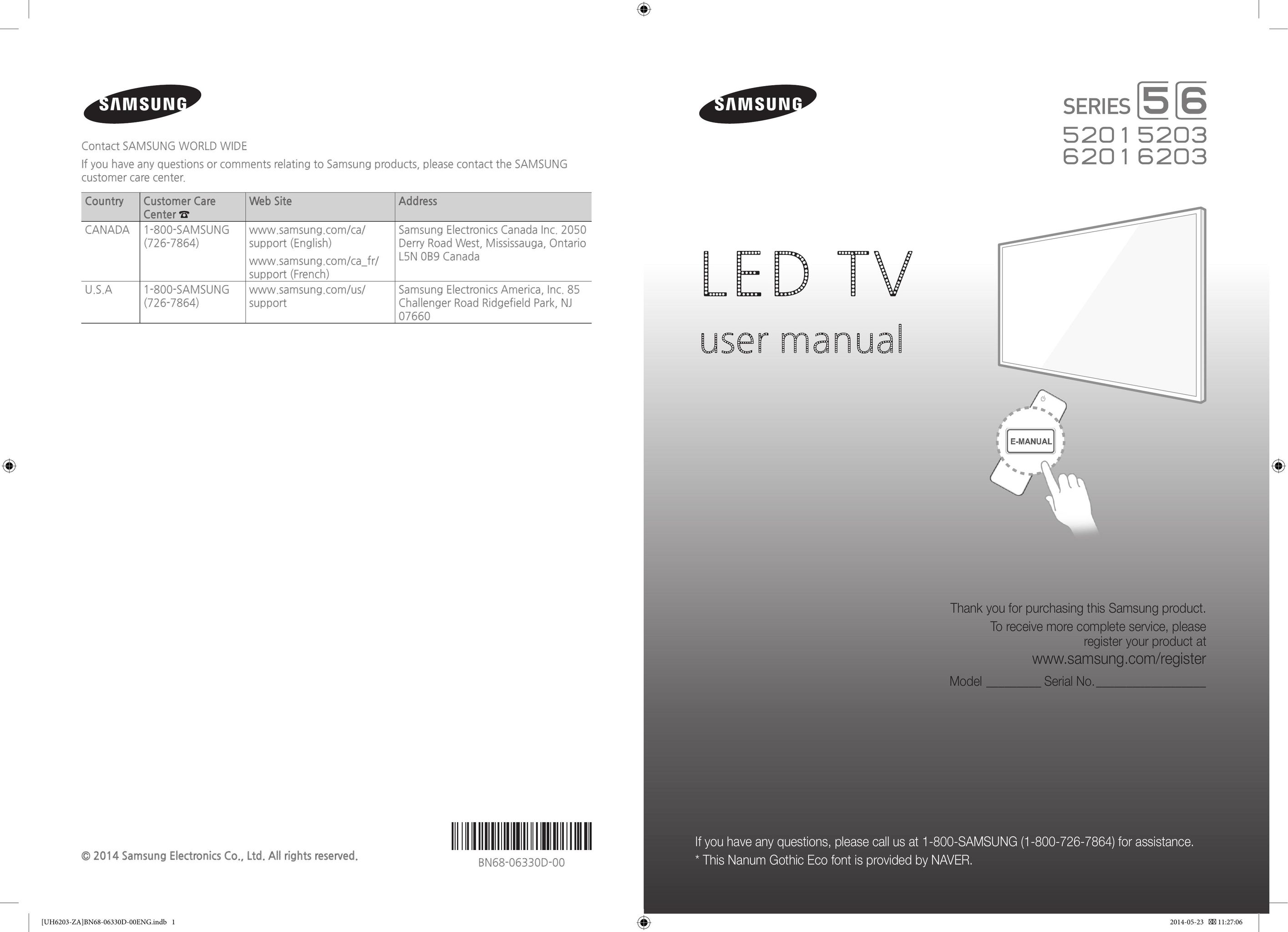 Samsung UN32H5201 Car Satellite TV System User Manual