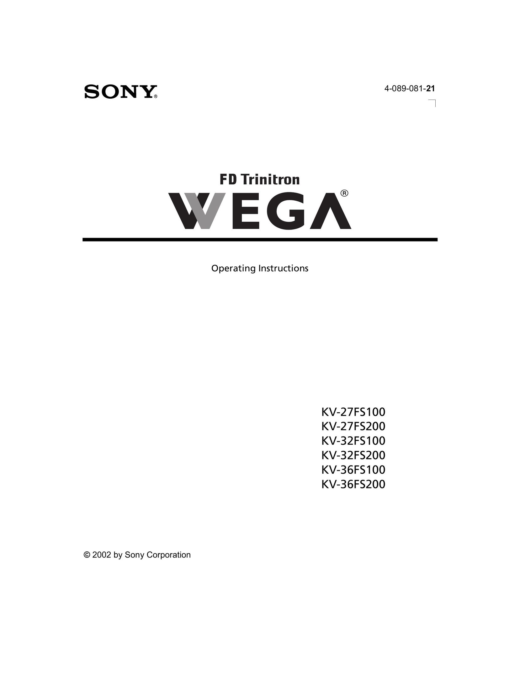 Sony KV-32FS100 Car Satellite TV System User Manual