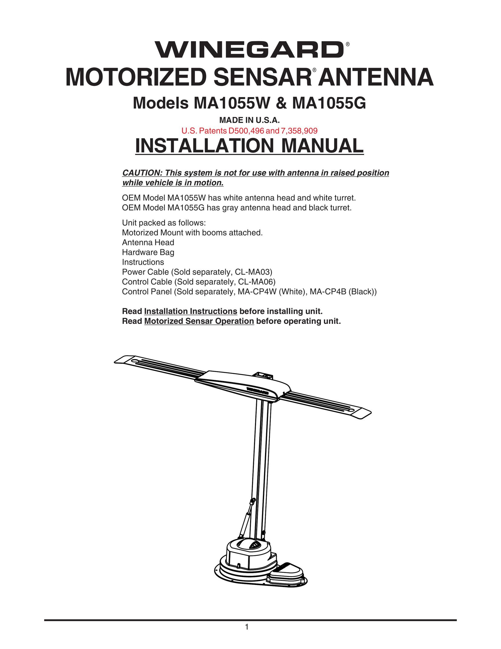 Winegard MA1055G Car Satellite TV System User Manual