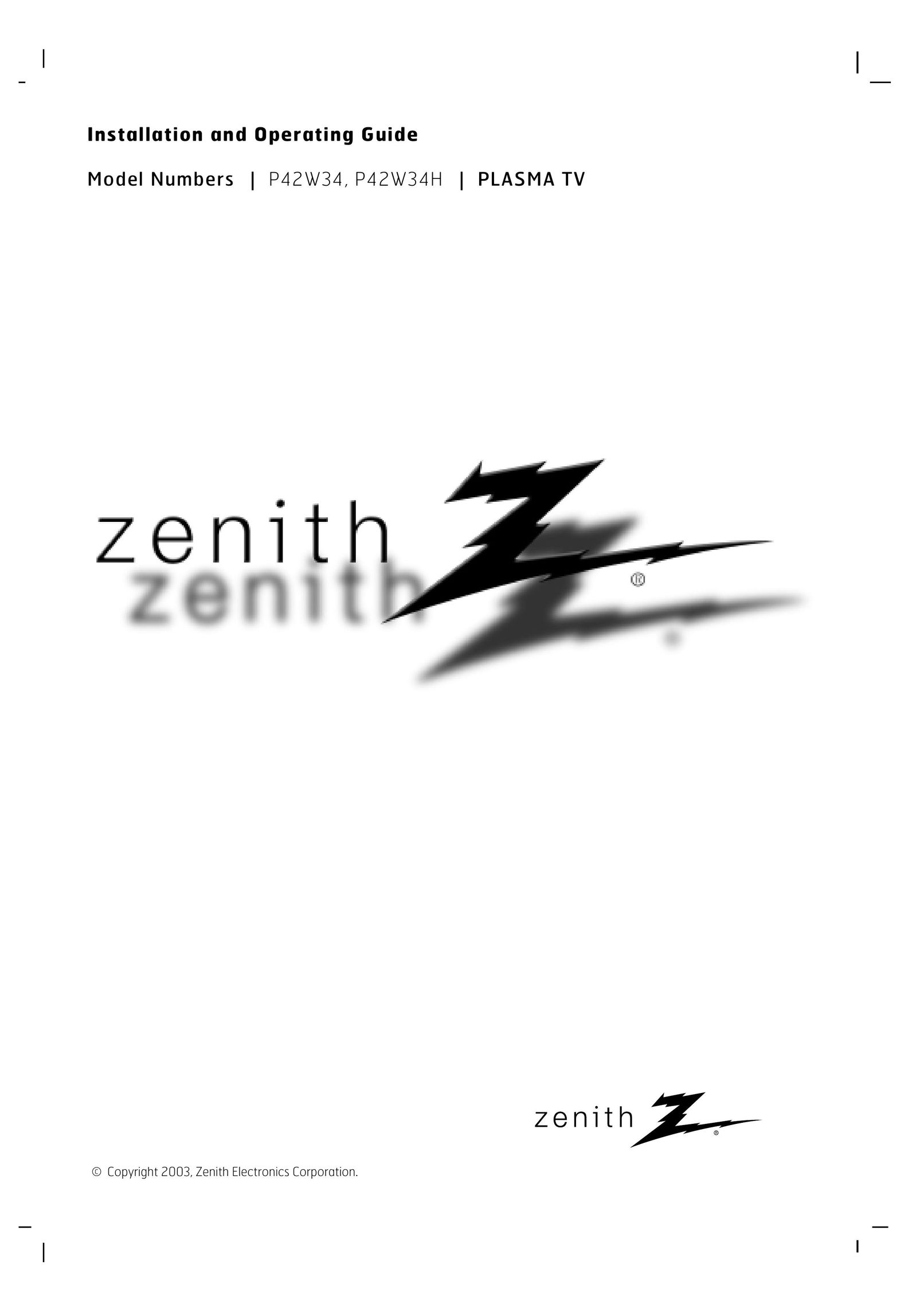 Zenith P42W34 Car Satellite TV System User Manual