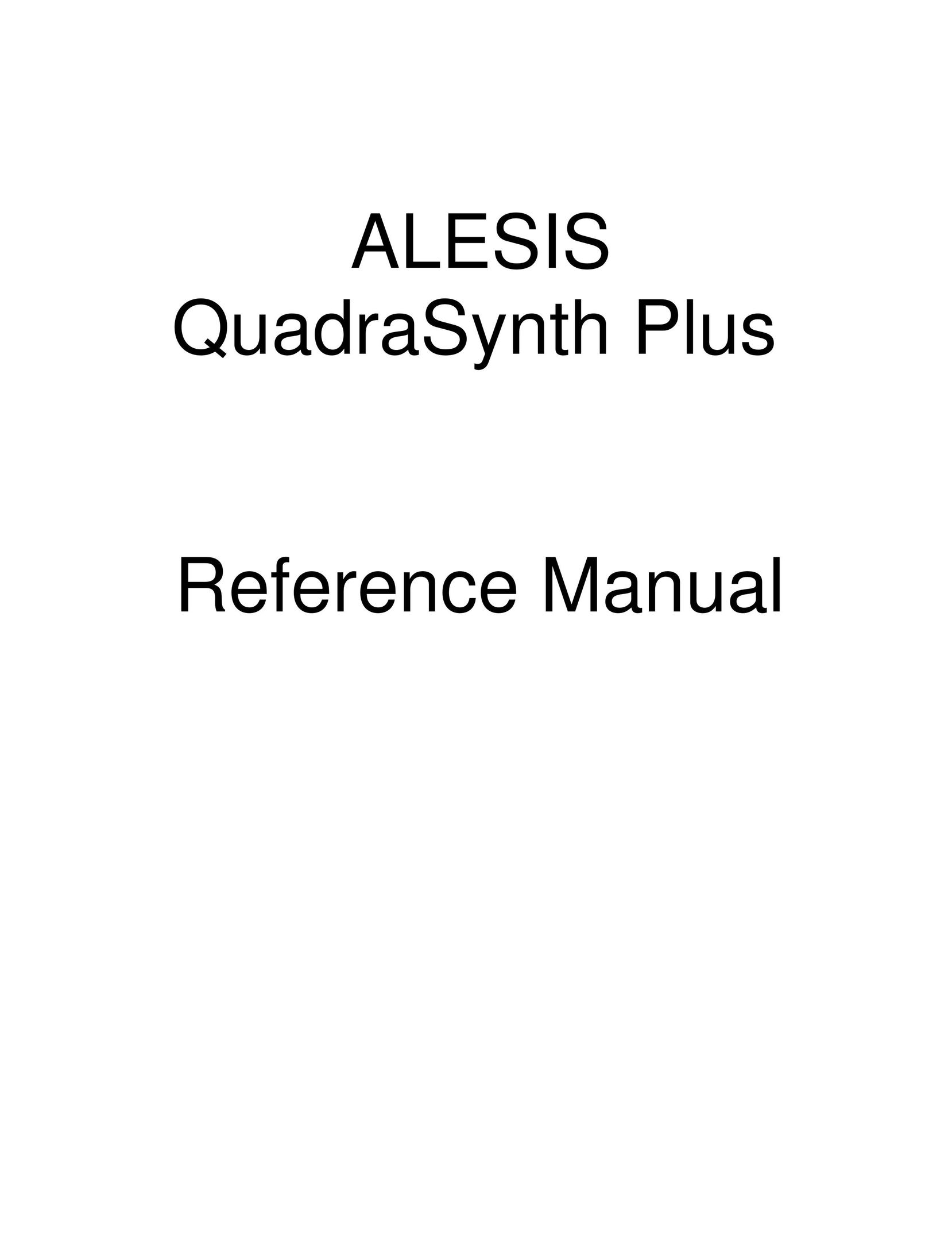 Alesis QuadraSynth Plus Car Speaker User Manual