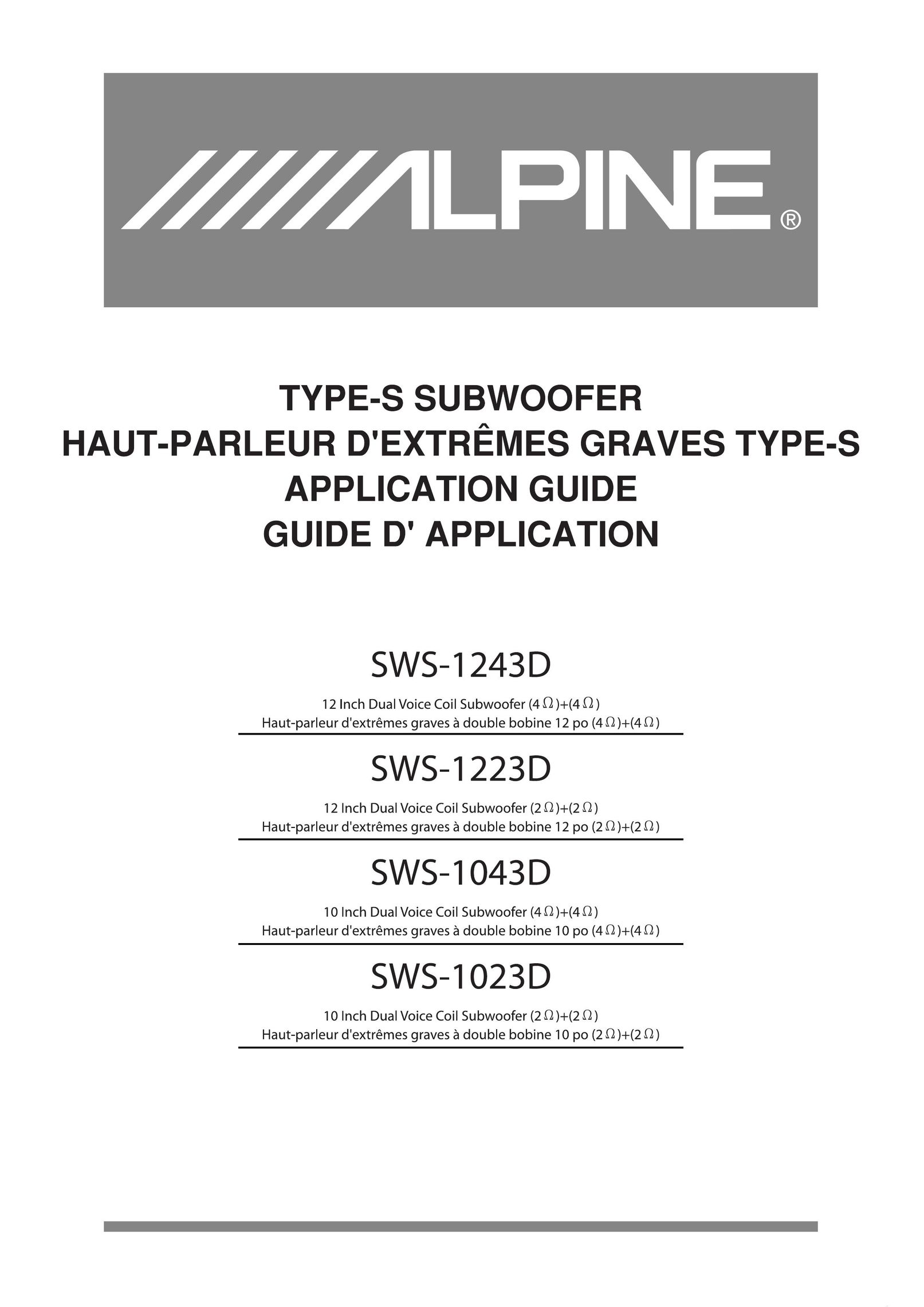 Alpine SWS-1043D Car Speaker User Manual