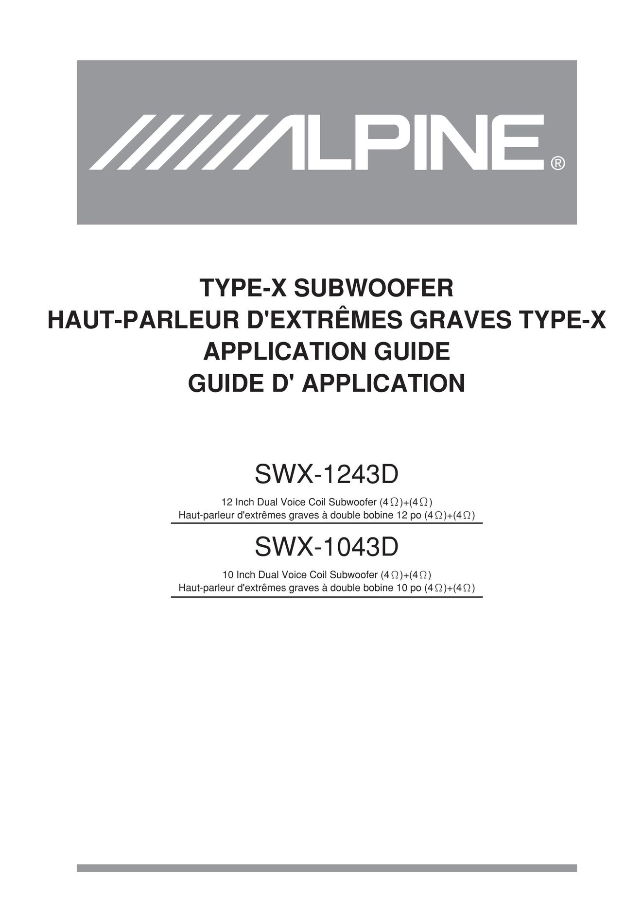 Alpine SWX-1043D Car Speaker User Manual