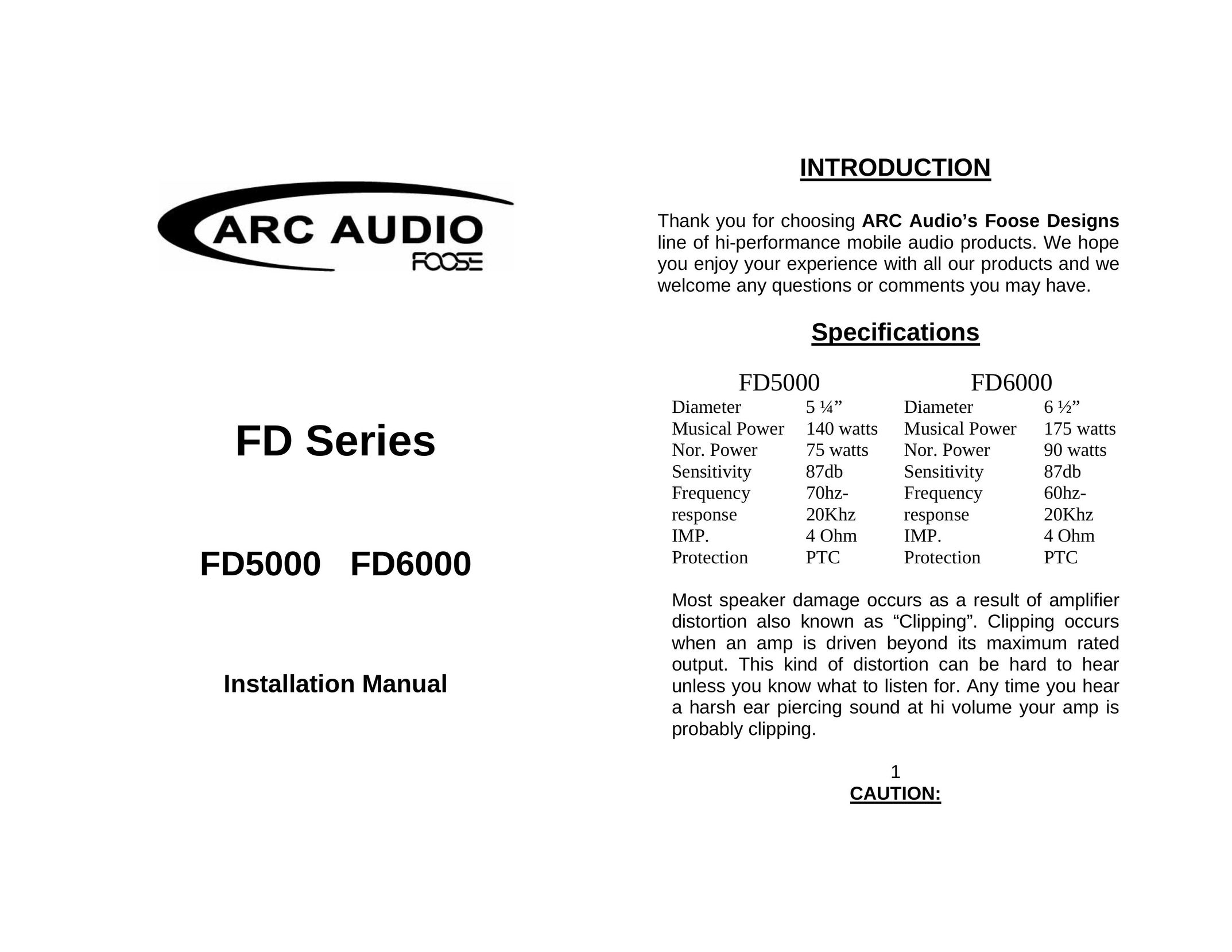 ARC Audio FD5000 Car Speaker User Manual