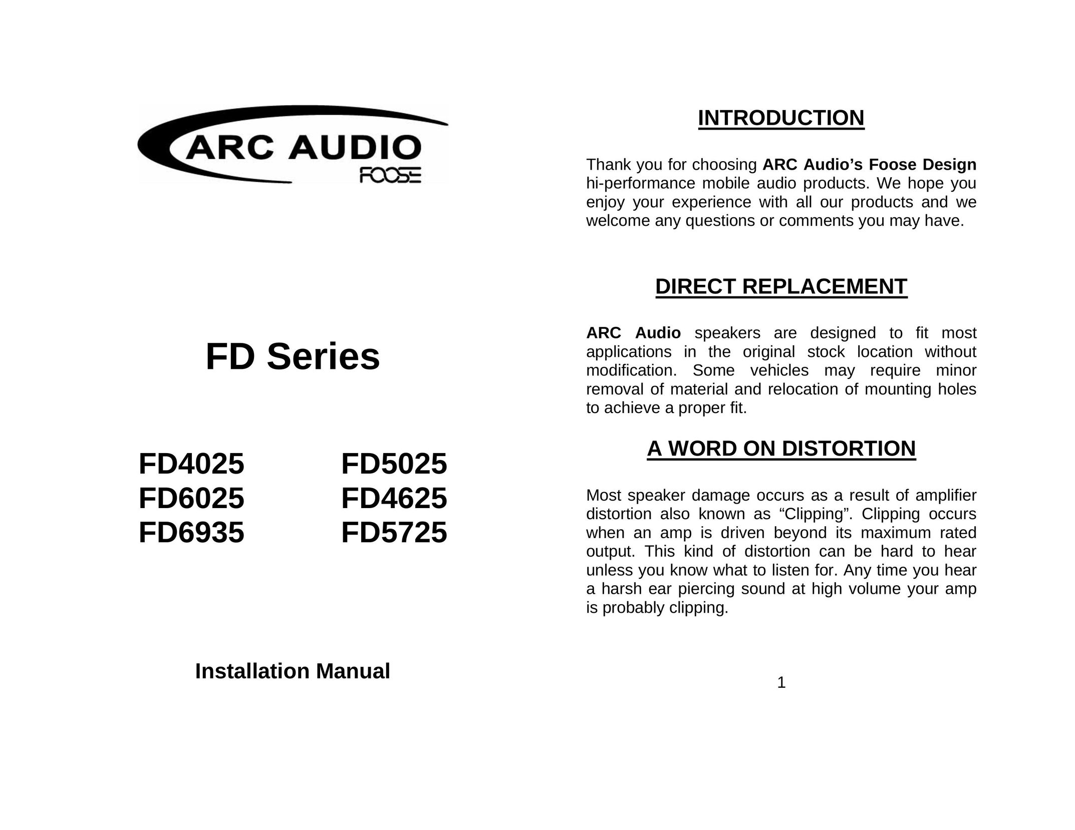 ARC Audio FD6935 Car Speaker User Manual