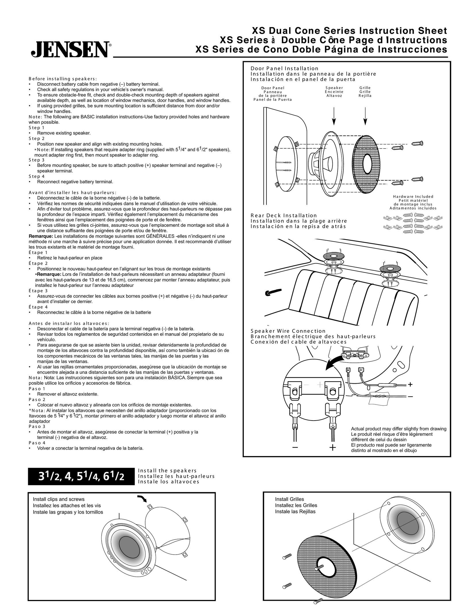 Audiovox XS Car Speaker User Manual