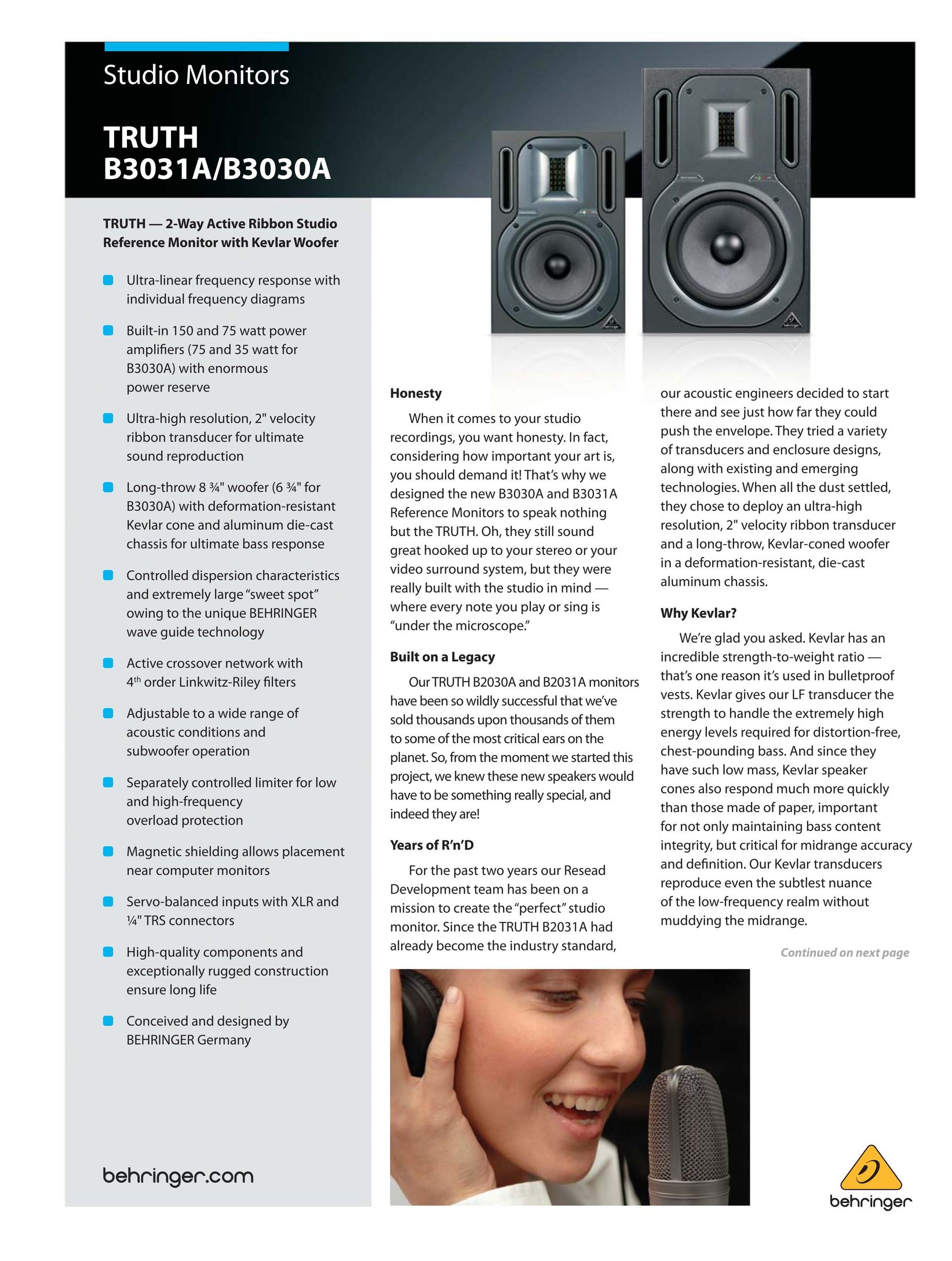 Behringer 3030A Car Speaker User Manual