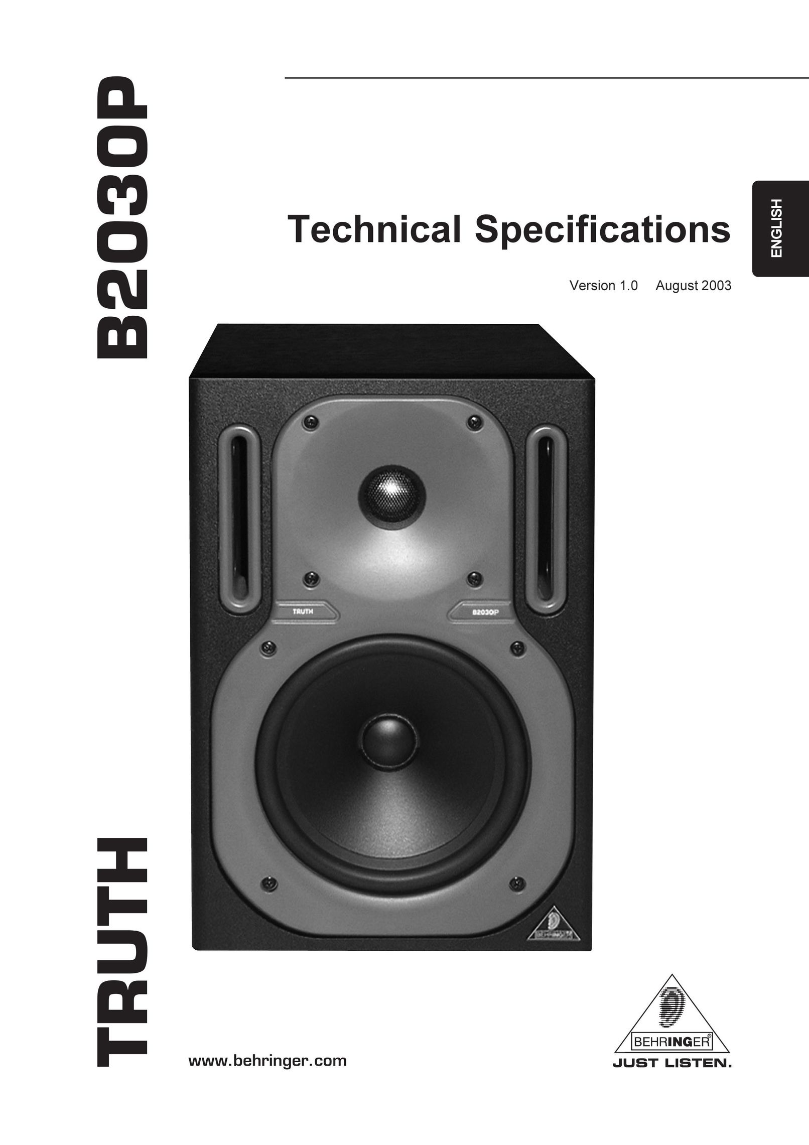 Behringer B2030P Car Speaker User Manual