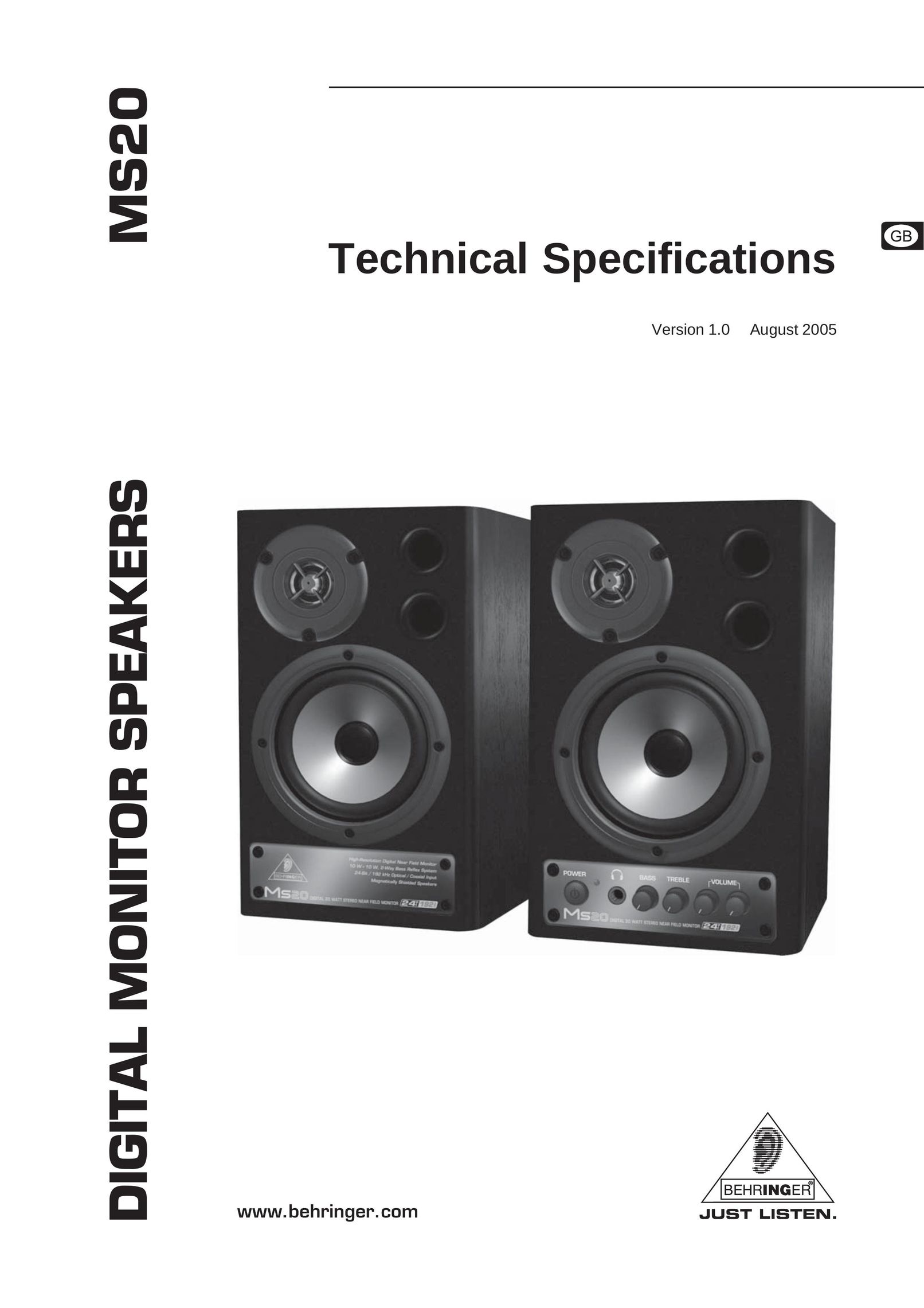 Behringer MS20 Car Speaker User Manual