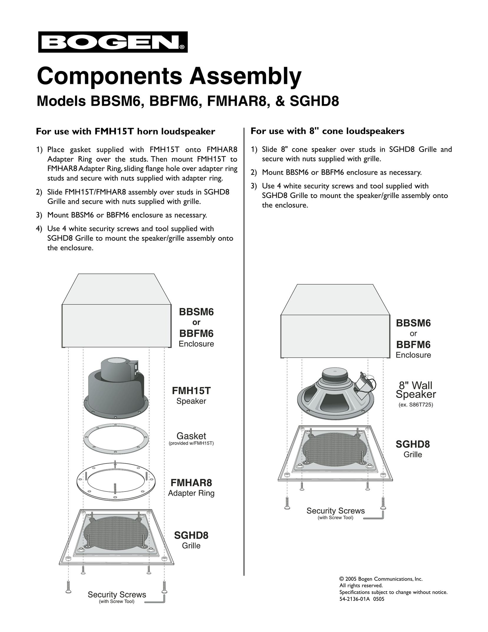 Bogen BBSM6 Car Speaker User Manual