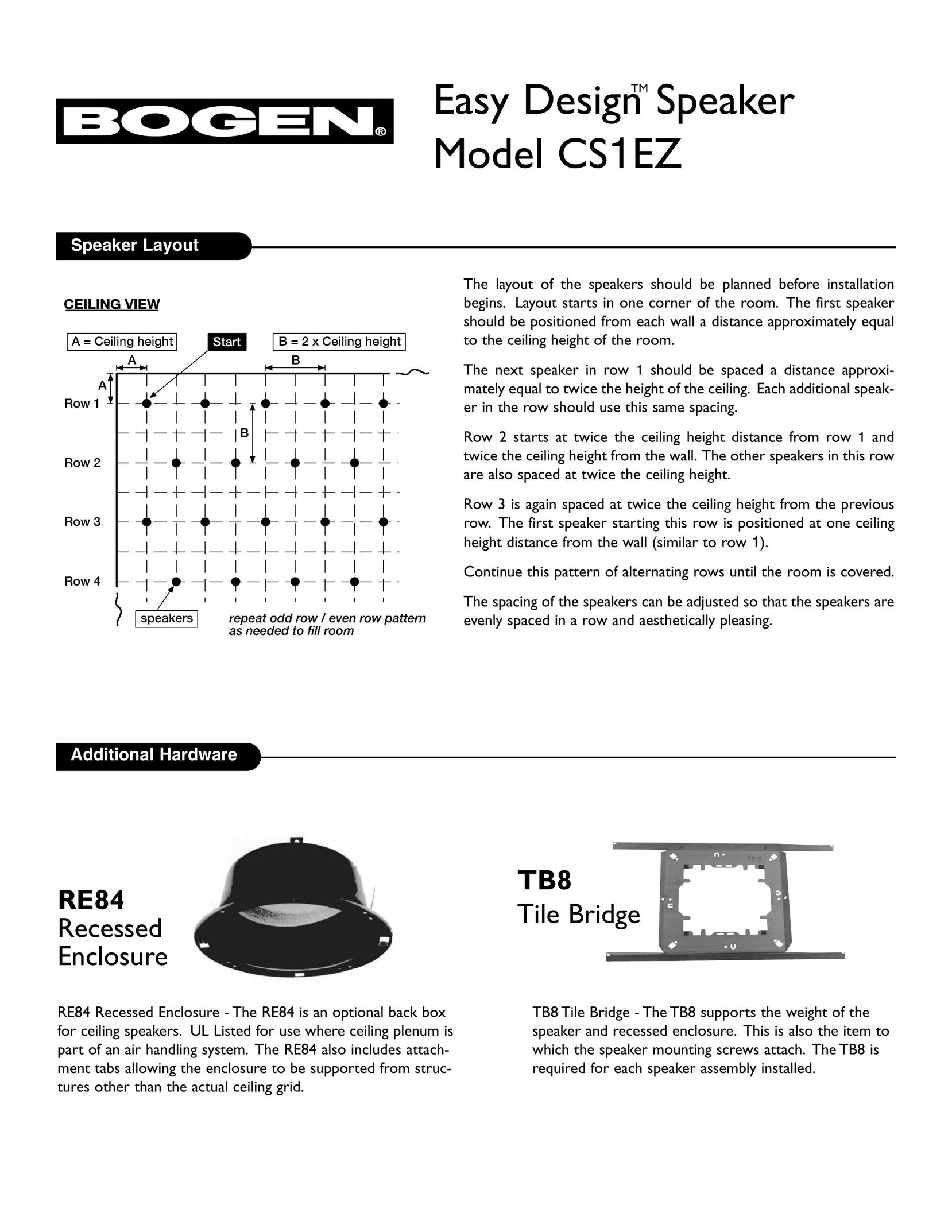 Bogen cs1ez Car Speaker User Manual