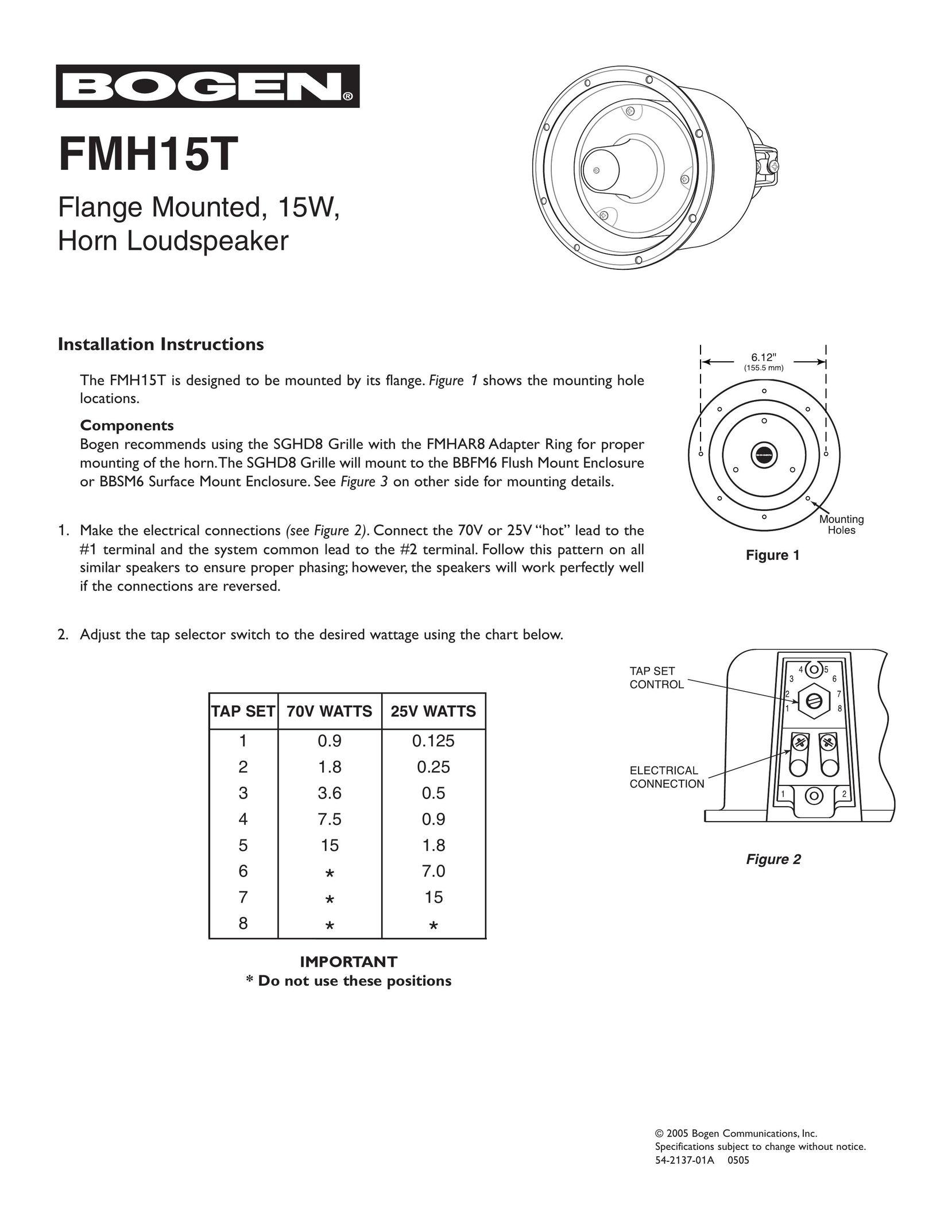 Bogen FMH15T Car Speaker User Manual