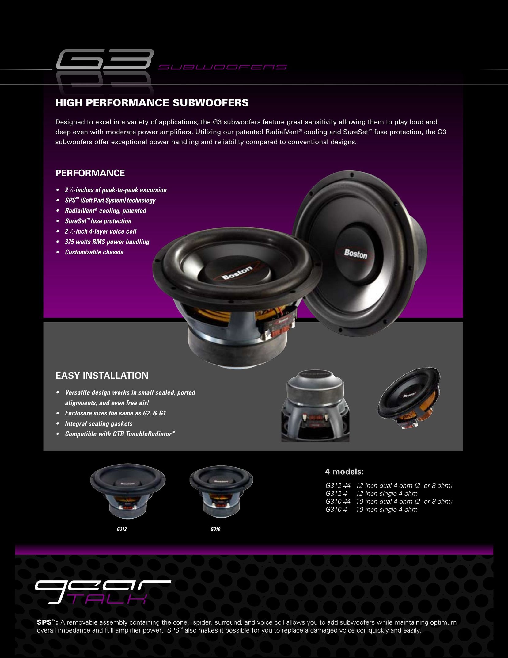 Boston Acoustics G312-44 Car Speaker User Manual