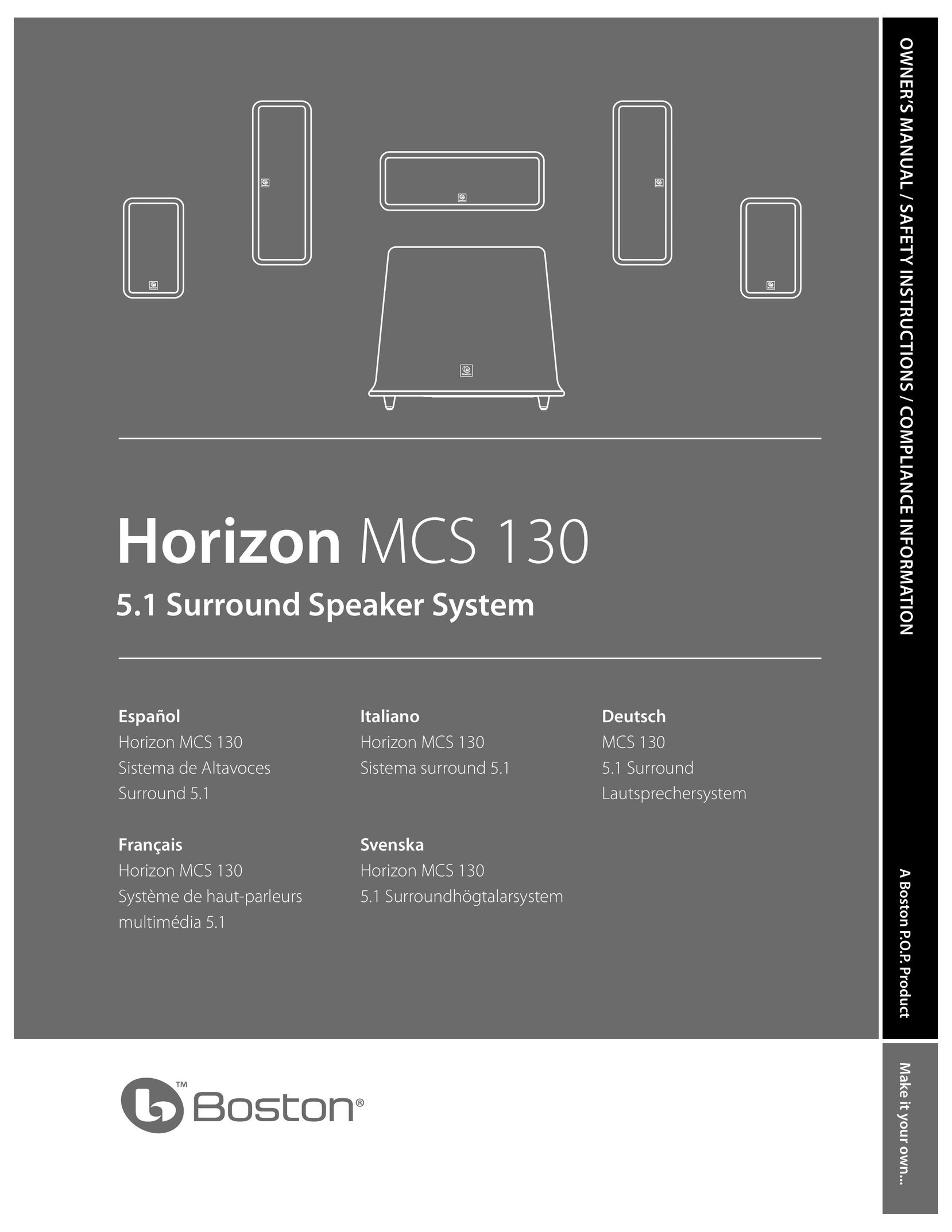 Boston Acoustics MCS 130 Car Speaker User Manual