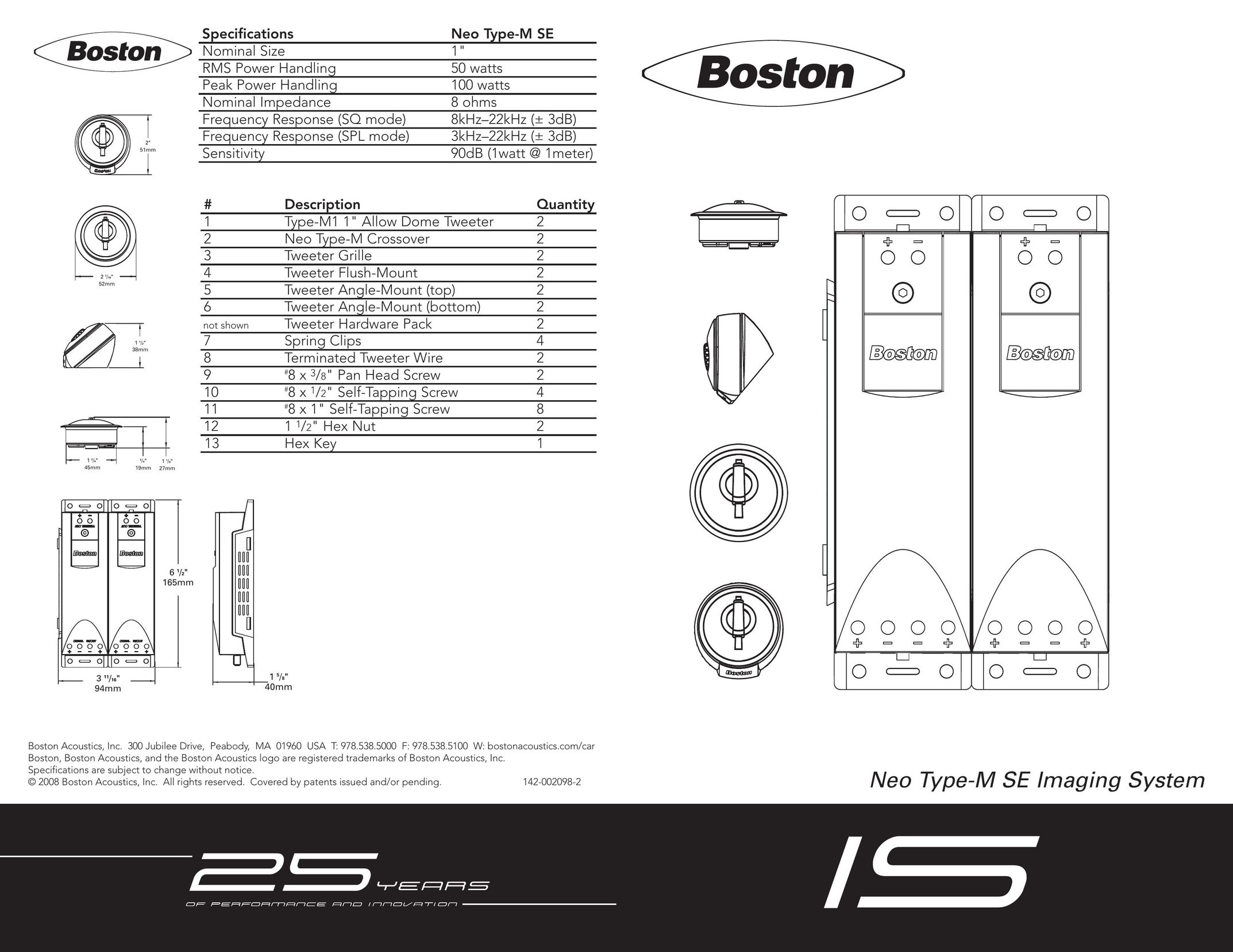 Boston Acoustics Neo Type-M SE Car Speaker User Manual