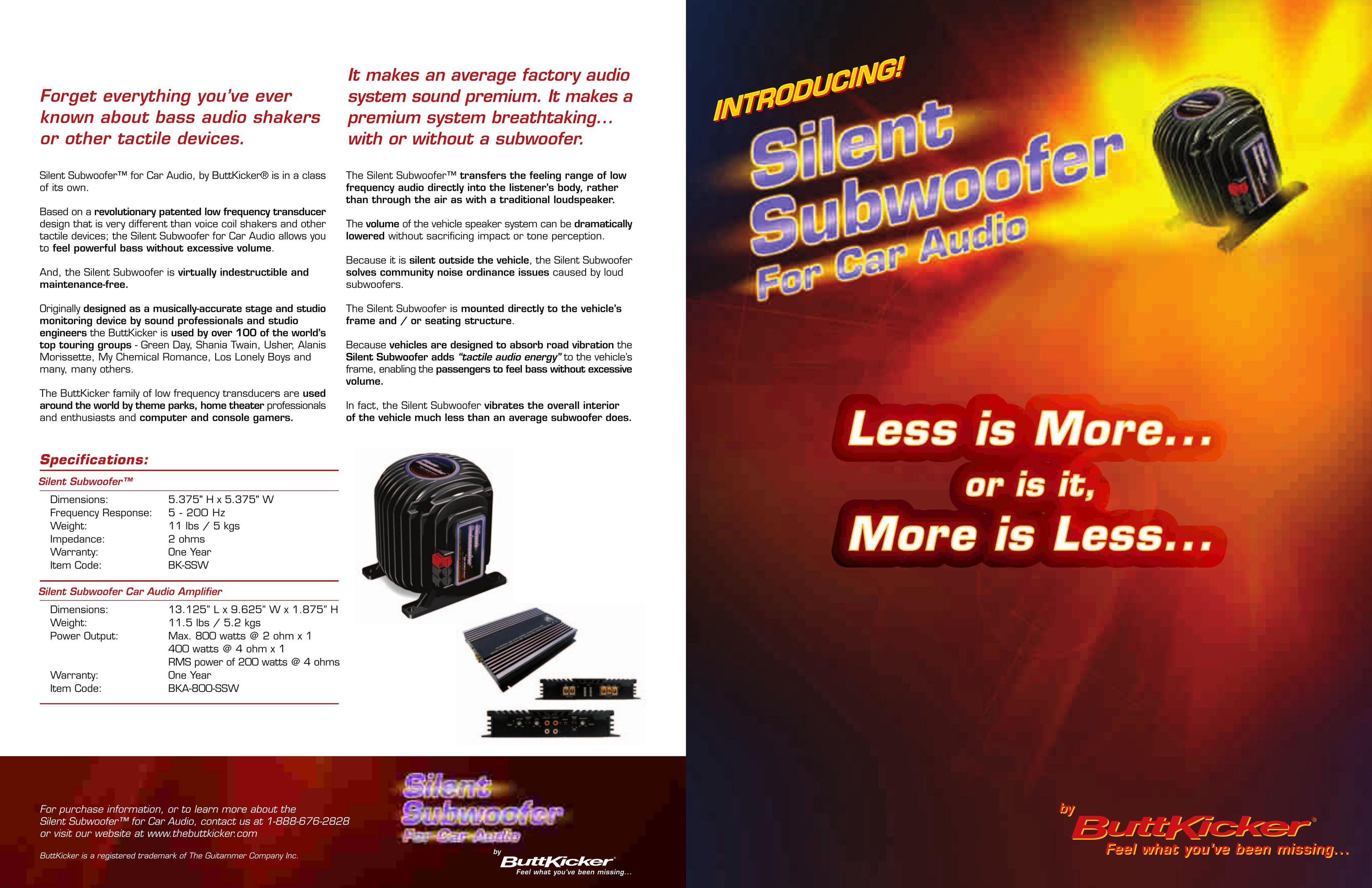 ButtKicker BKA-800-SSW Car Speaker User Manual