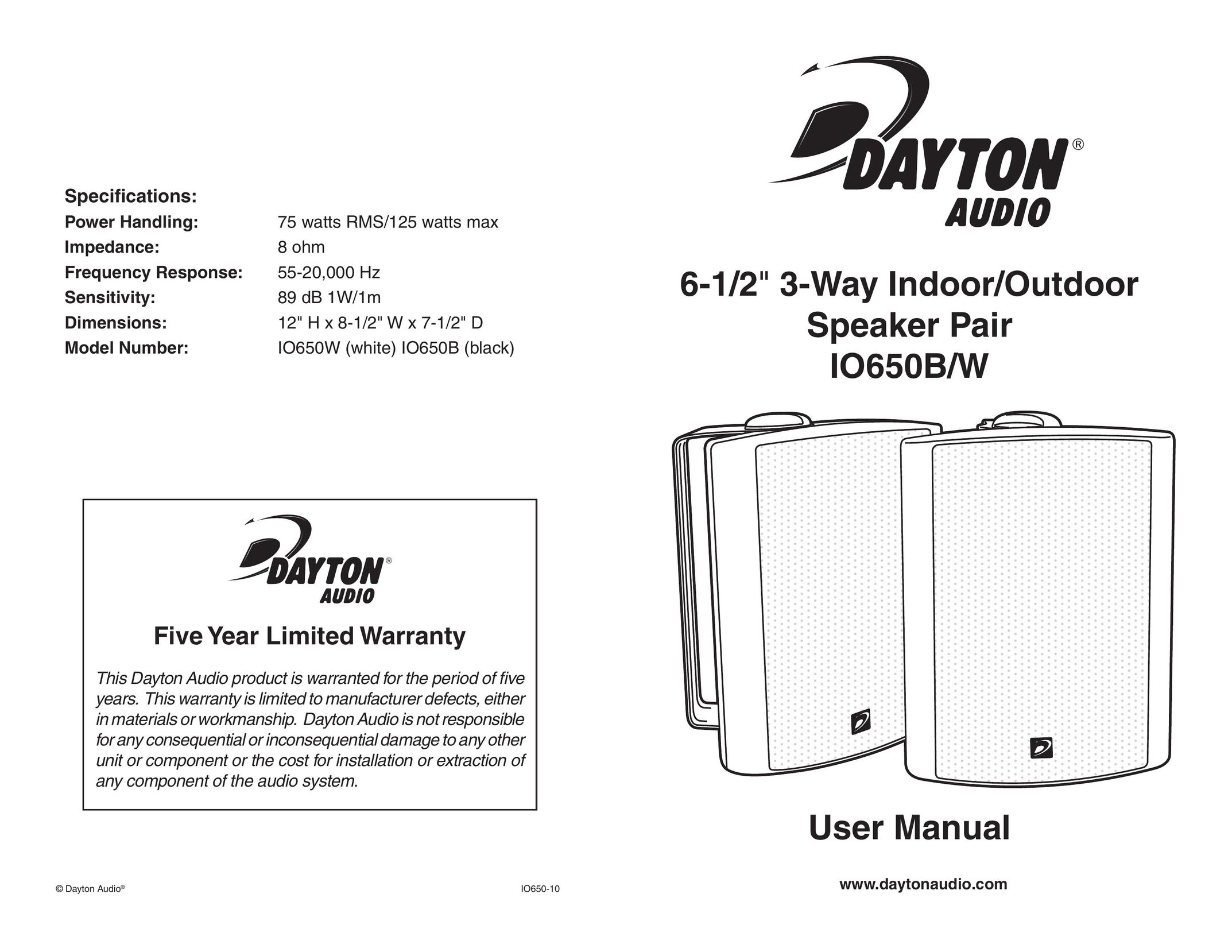 Dayton Audio io650b/w Car Speaker User Manual