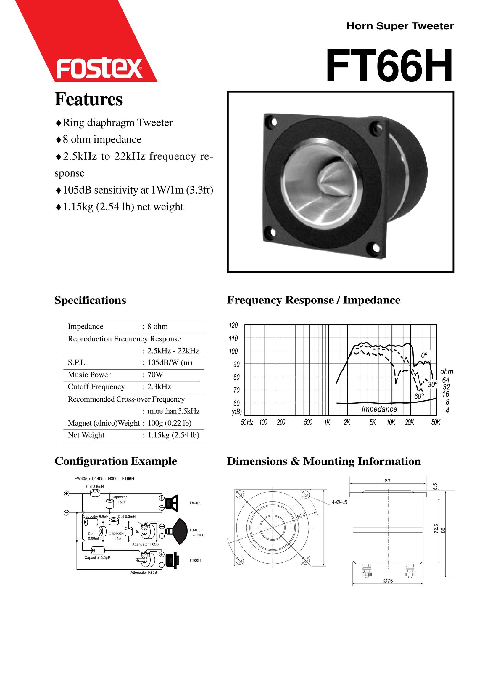 Fostex FT66H Car Speaker User Manual