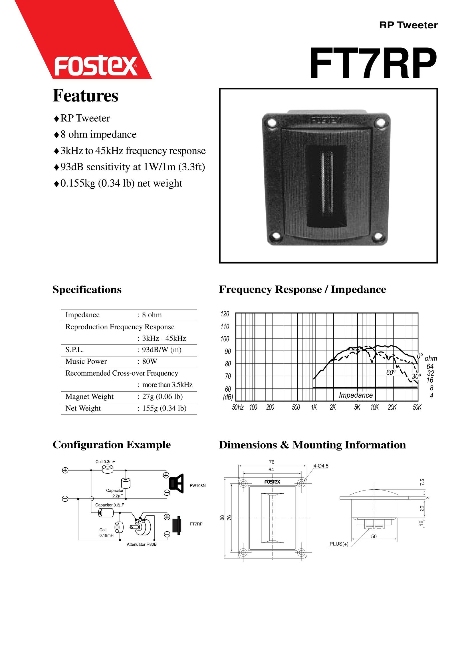 Fostex FT7RP Car Speaker User Manual