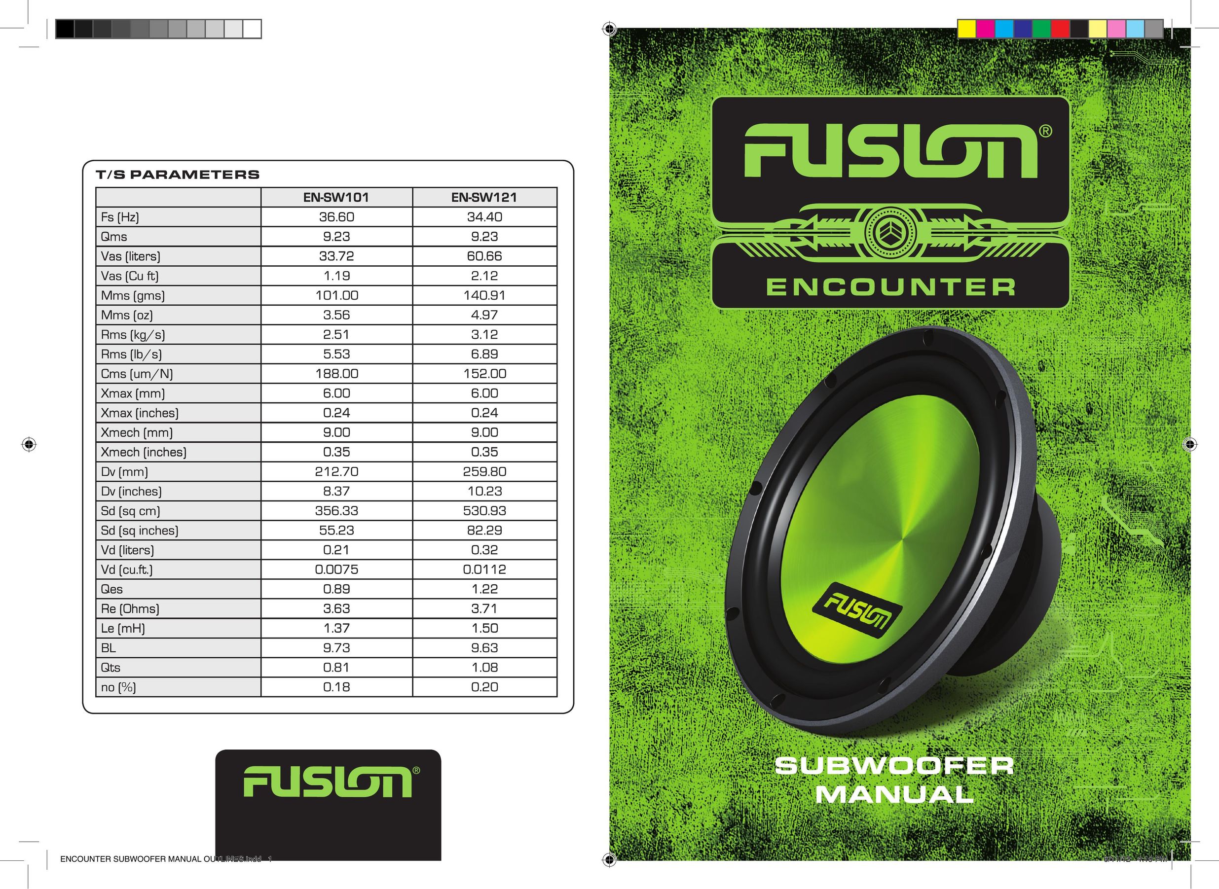 Fusion EN-SW121 Car Speaker User Manual