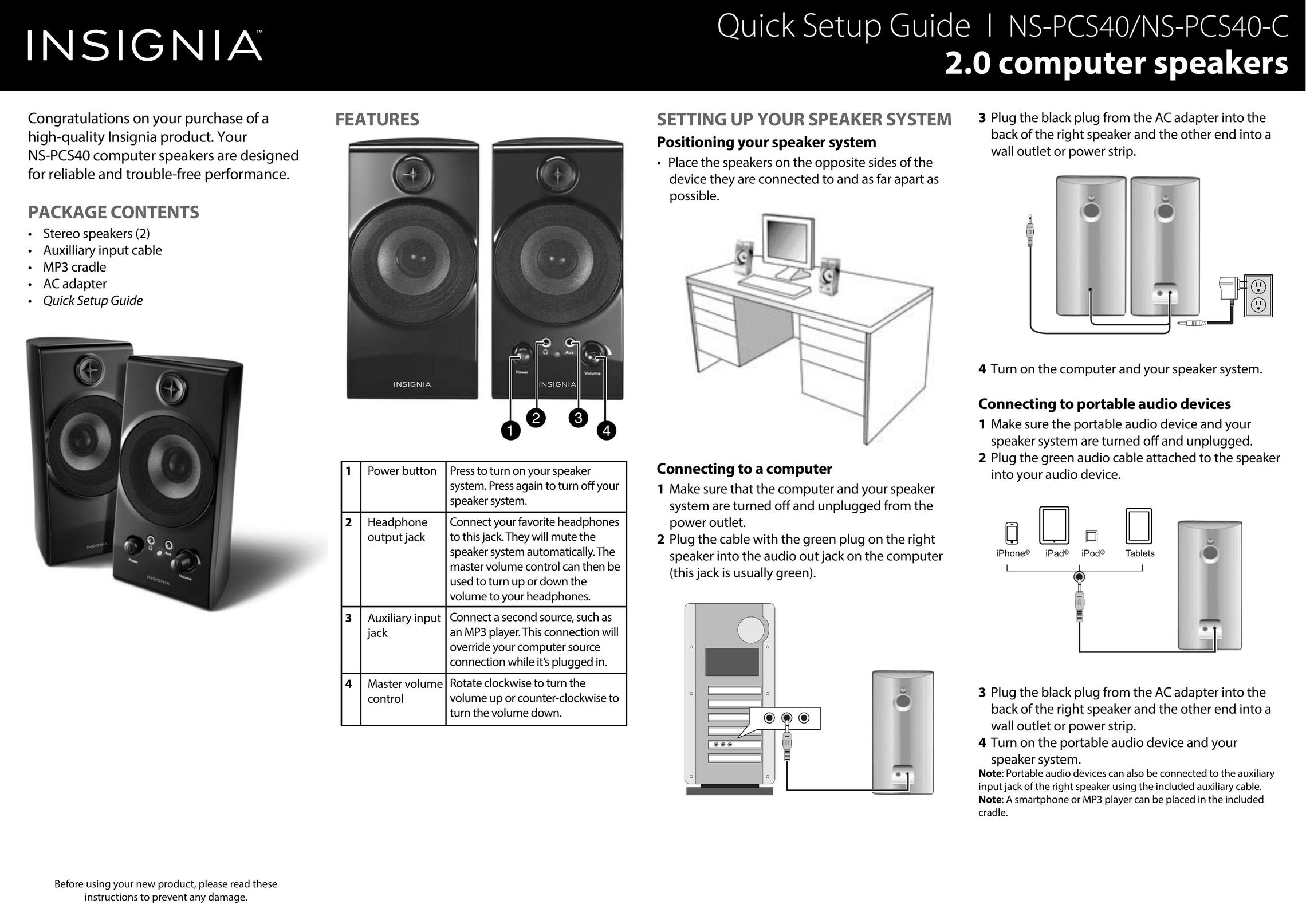 Insignia NS-PCS40/NS-PCS40-C Car Speaker User Manual