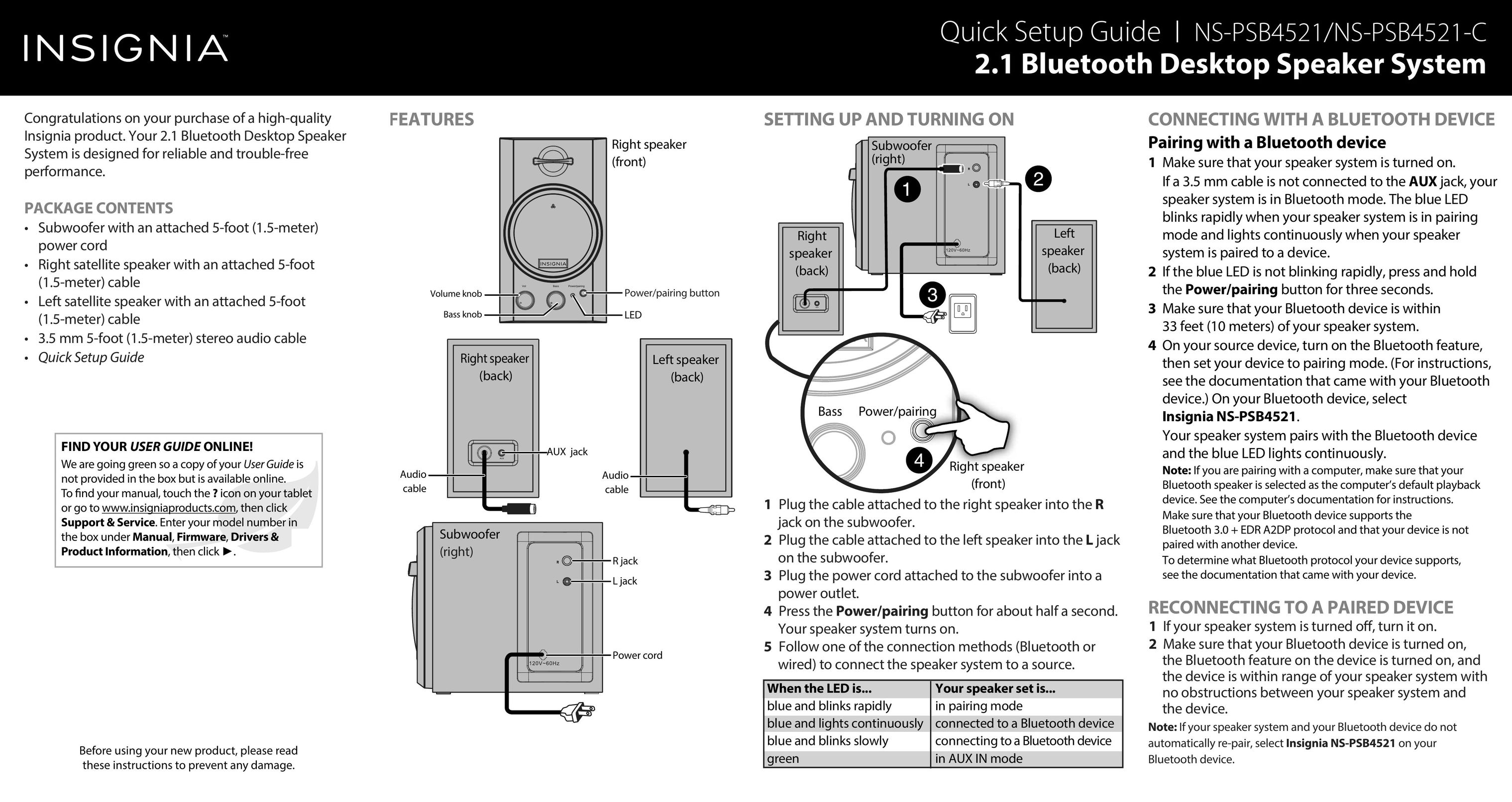 Insignia NS-PSB4521-C Car Speaker User Manual