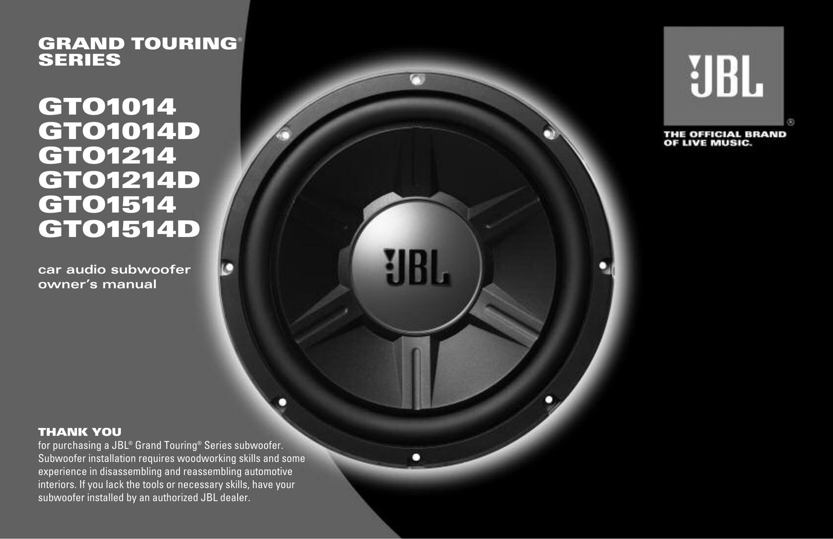 JBL 1014 Car Speaker User Manual
