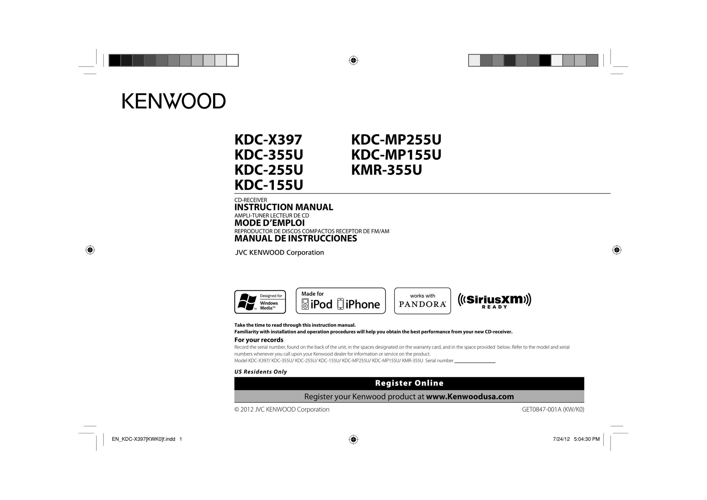 Kenwood KDC-MP255U Car Speaker User Manual