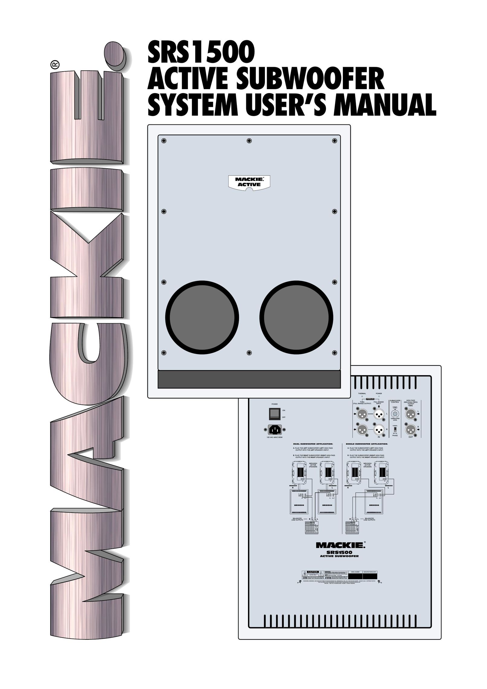 Mackie SRS1500 Car Speaker User Manual