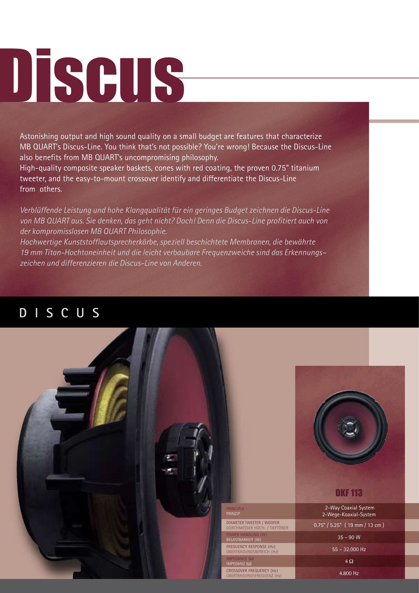 MB QUART DSF 213 Car Speaker User Manual