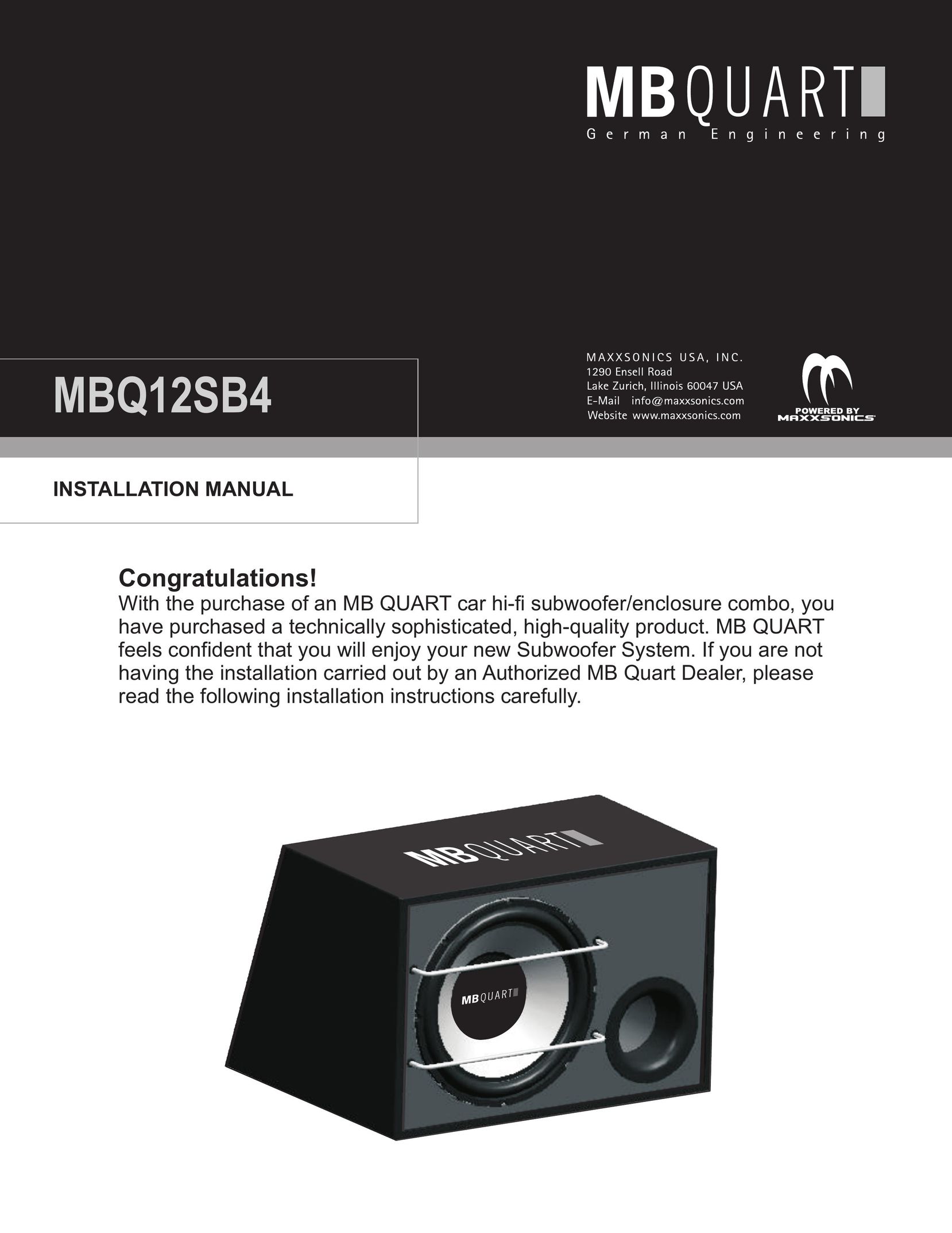 MB QUART MBQ12SB4 Car Speaker User Manual