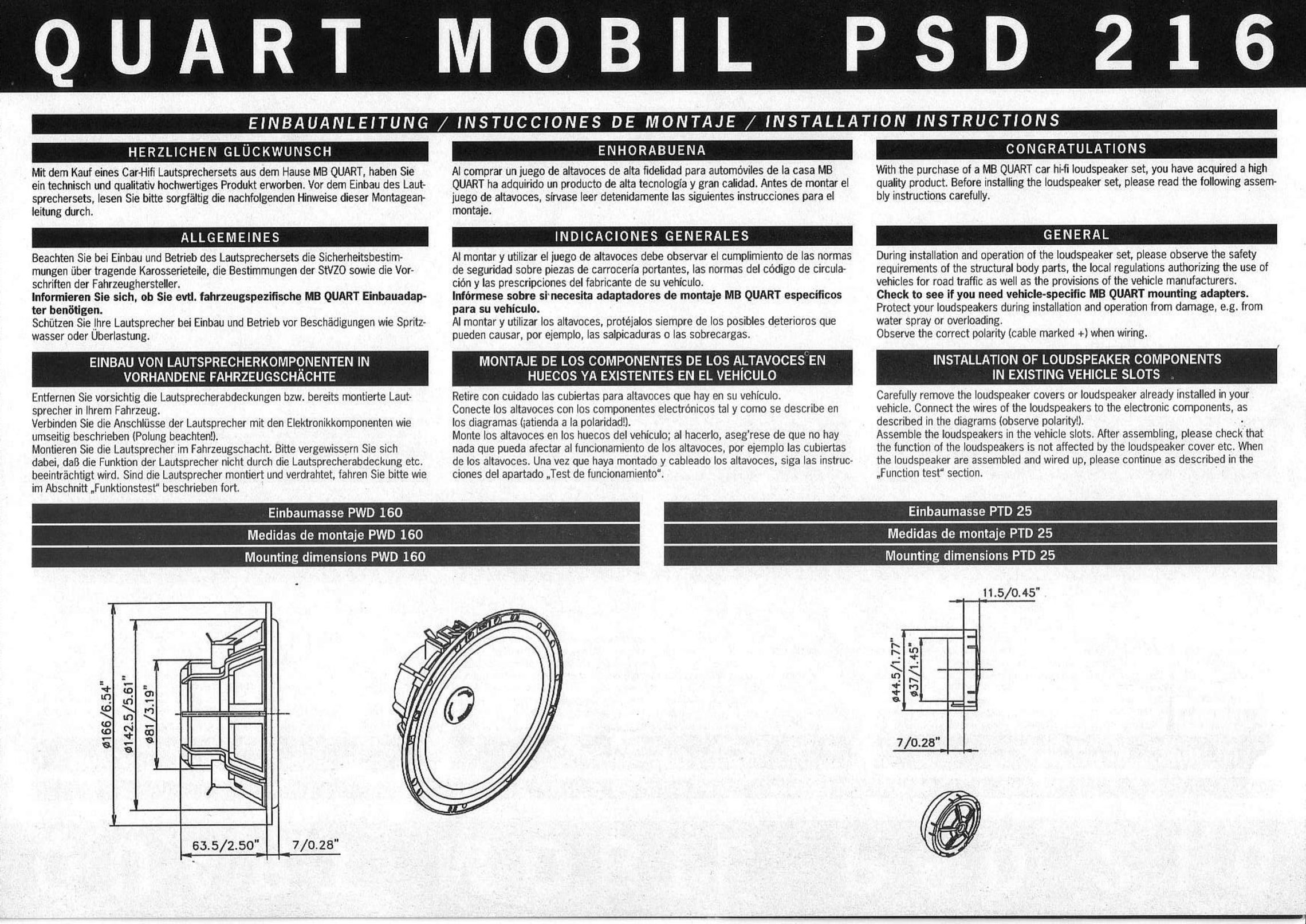 MB QUART PSD 216 Car Speaker User Manual