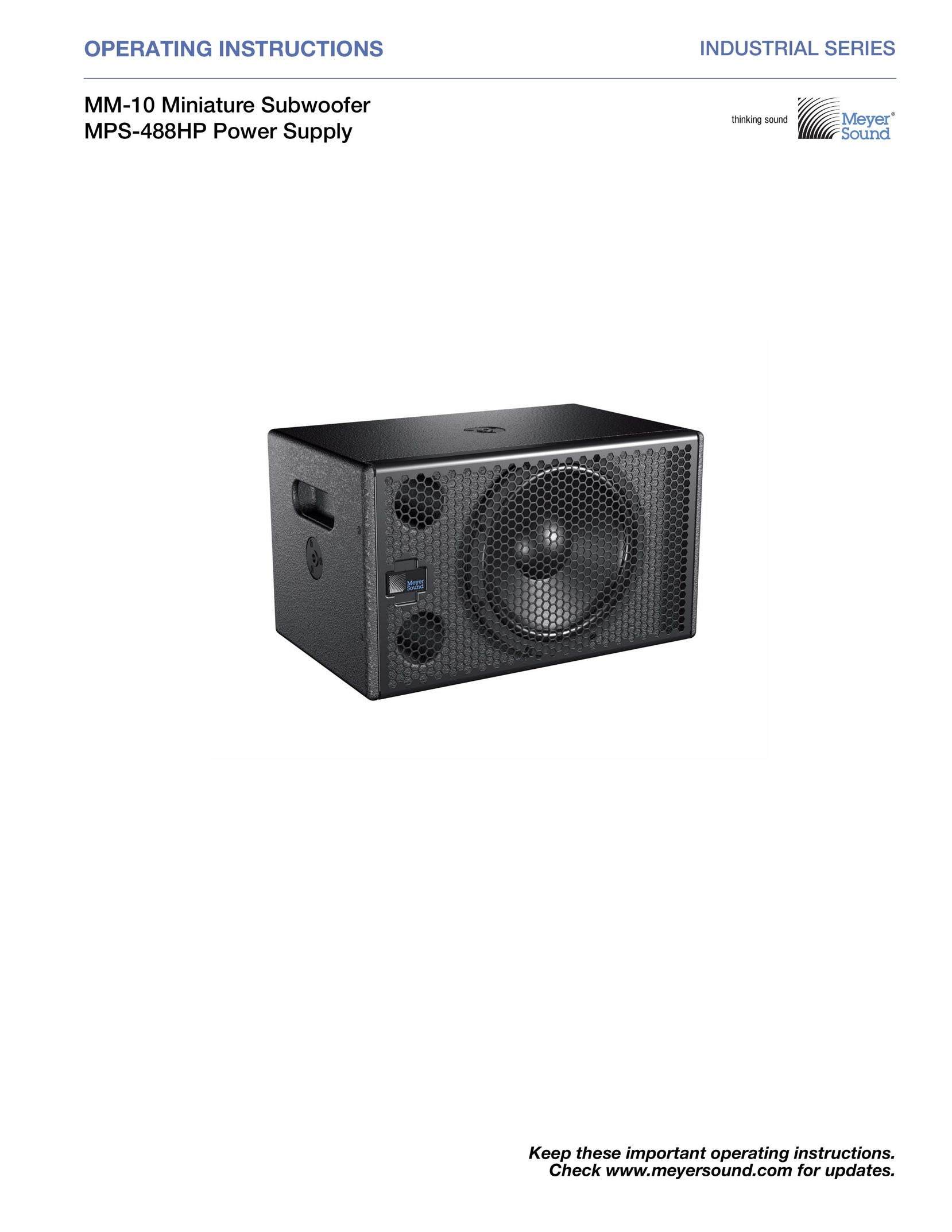 Meyer Sound MM-10 Car Speaker User Manual