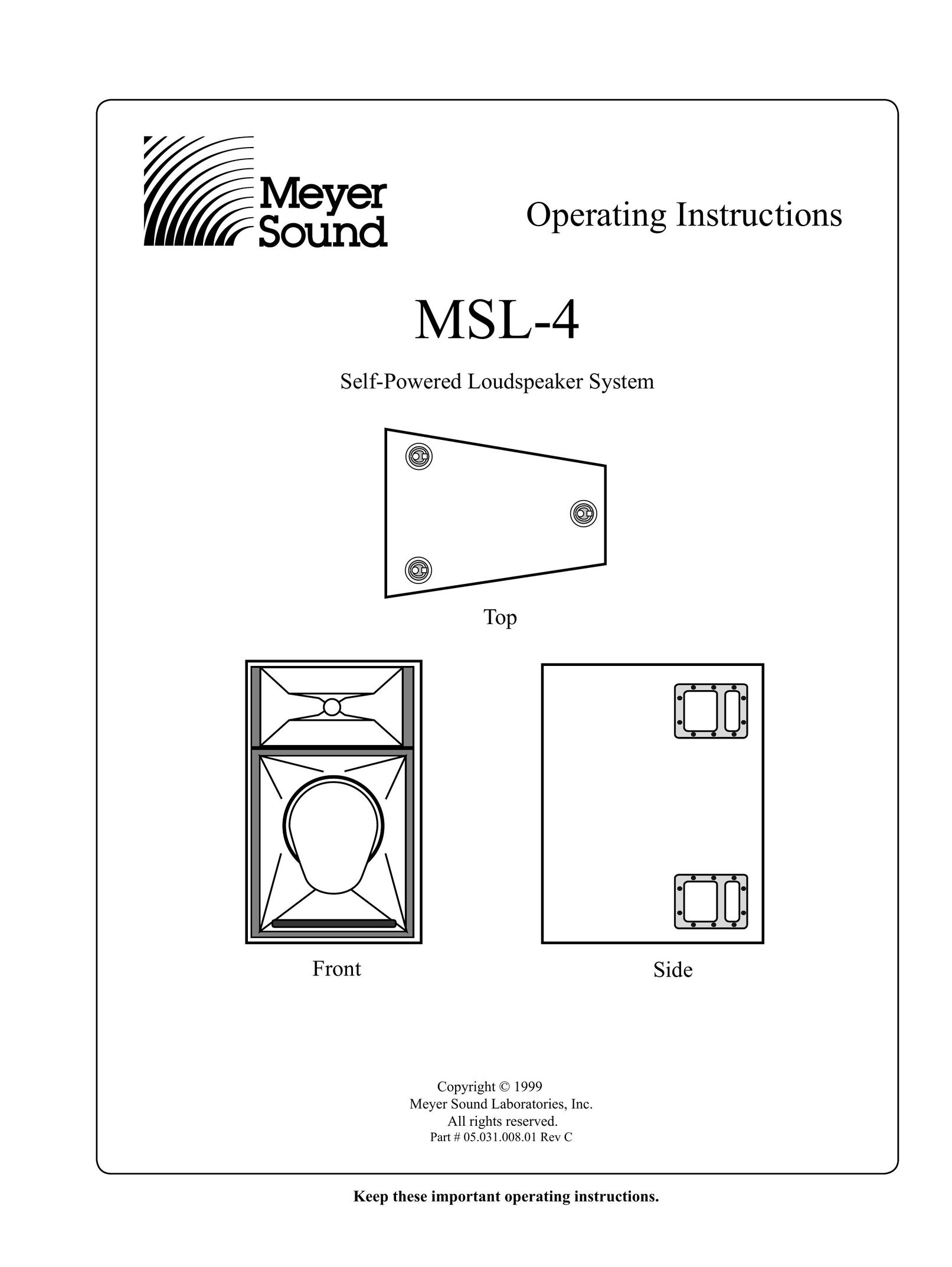 Meyer Sound MSL-4 Car Speaker User Manual