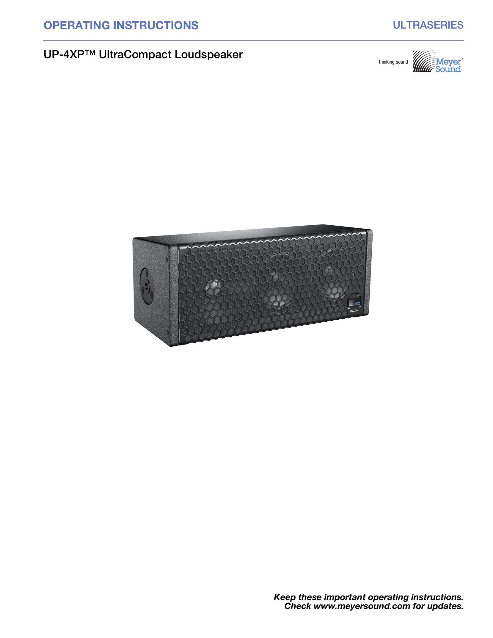 Meyer Sound UP-4XP Car Speaker User Manual