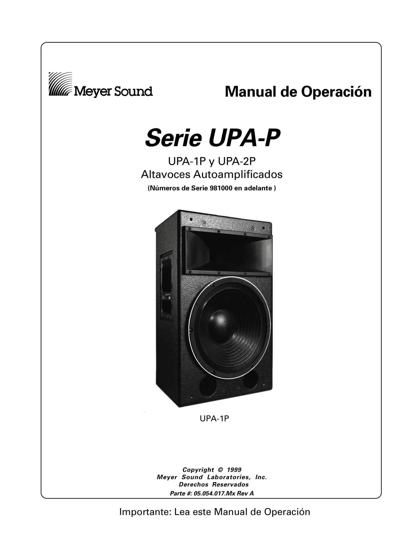 Meyer Sound UPA-1p Car Speaker User Manual